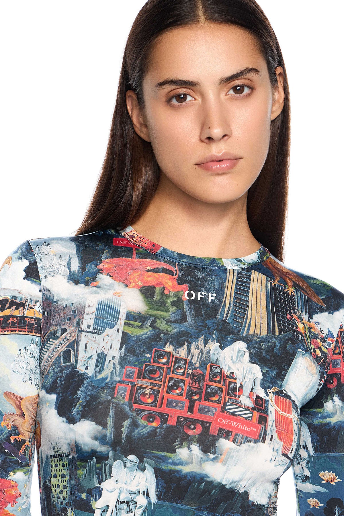 Off-White Damen World Paint Second Skin Langarmshirt Bunt 8501-AiPrint-w Bild 5