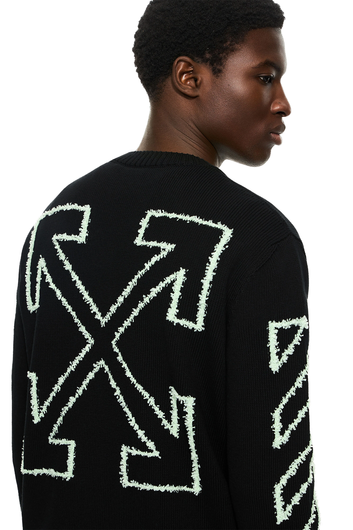 Off-White Herren Diagonal Arrow Fuzzy Crewneck Sweater Schwarz SCHWARZ Bild 5