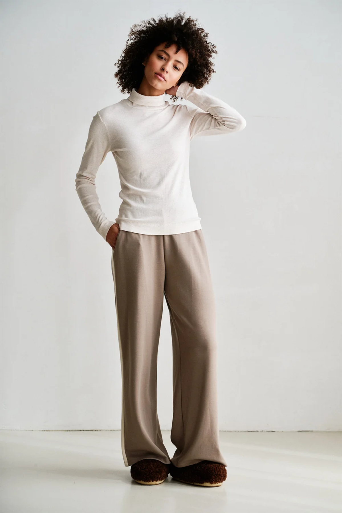 Penn & Ink N.Y Damen Hose mit Streifen Dessert/Ecru 651-05 Bild 2