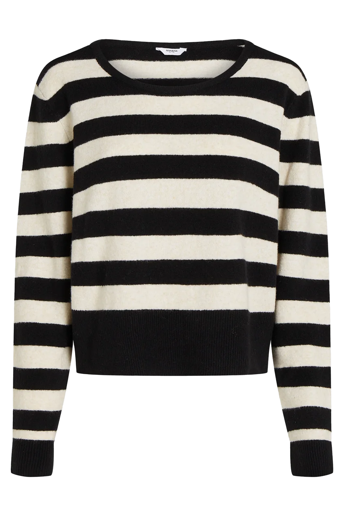 Penn & Ink N.Y gestreifter Damen Strickpullover Schwarz/Beige 90-036 Bild 1