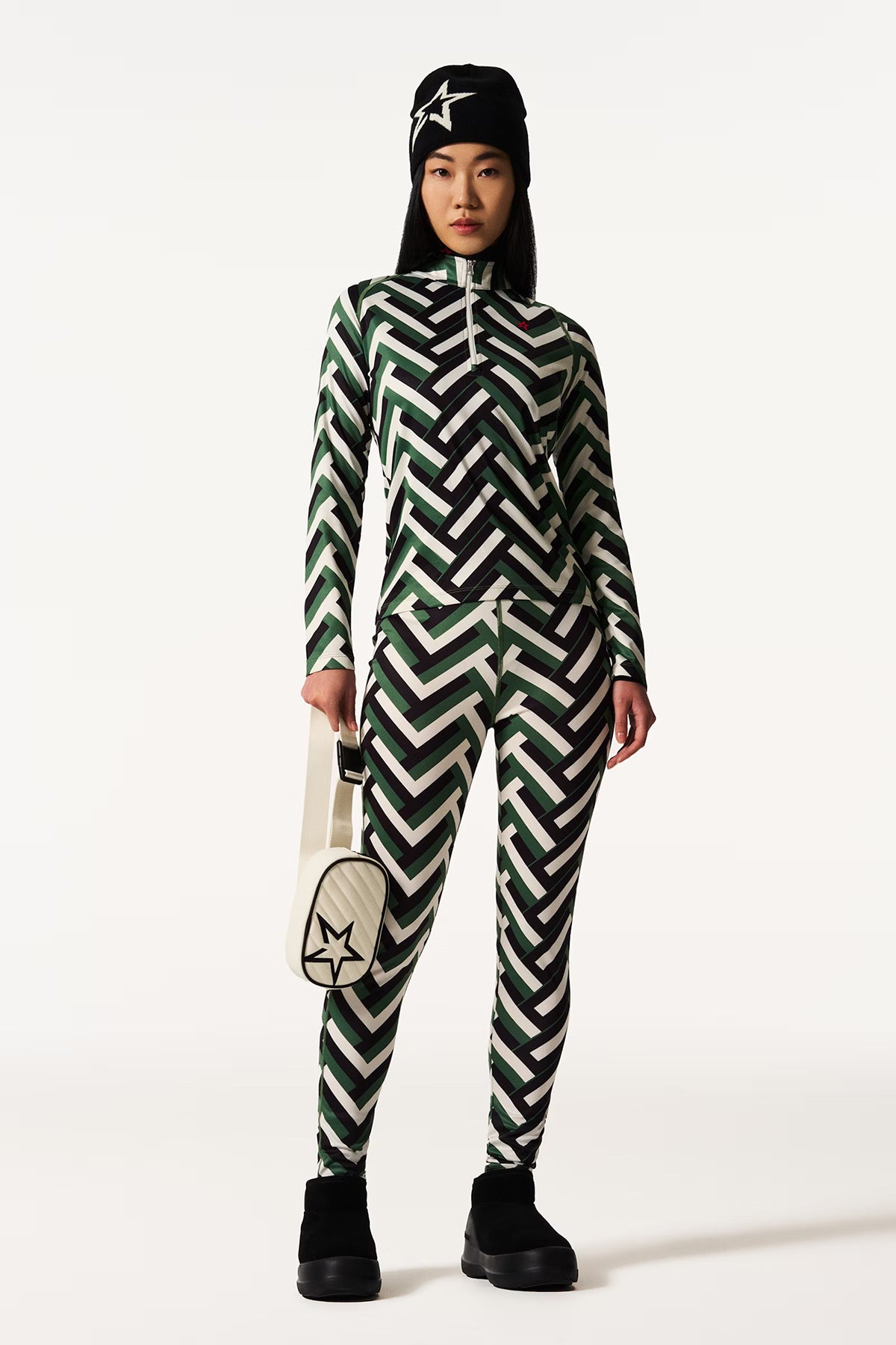 Perfect Moment Damen 1/4 Zip Baselayer Waffle Print Grün waffle print - green Bild 2