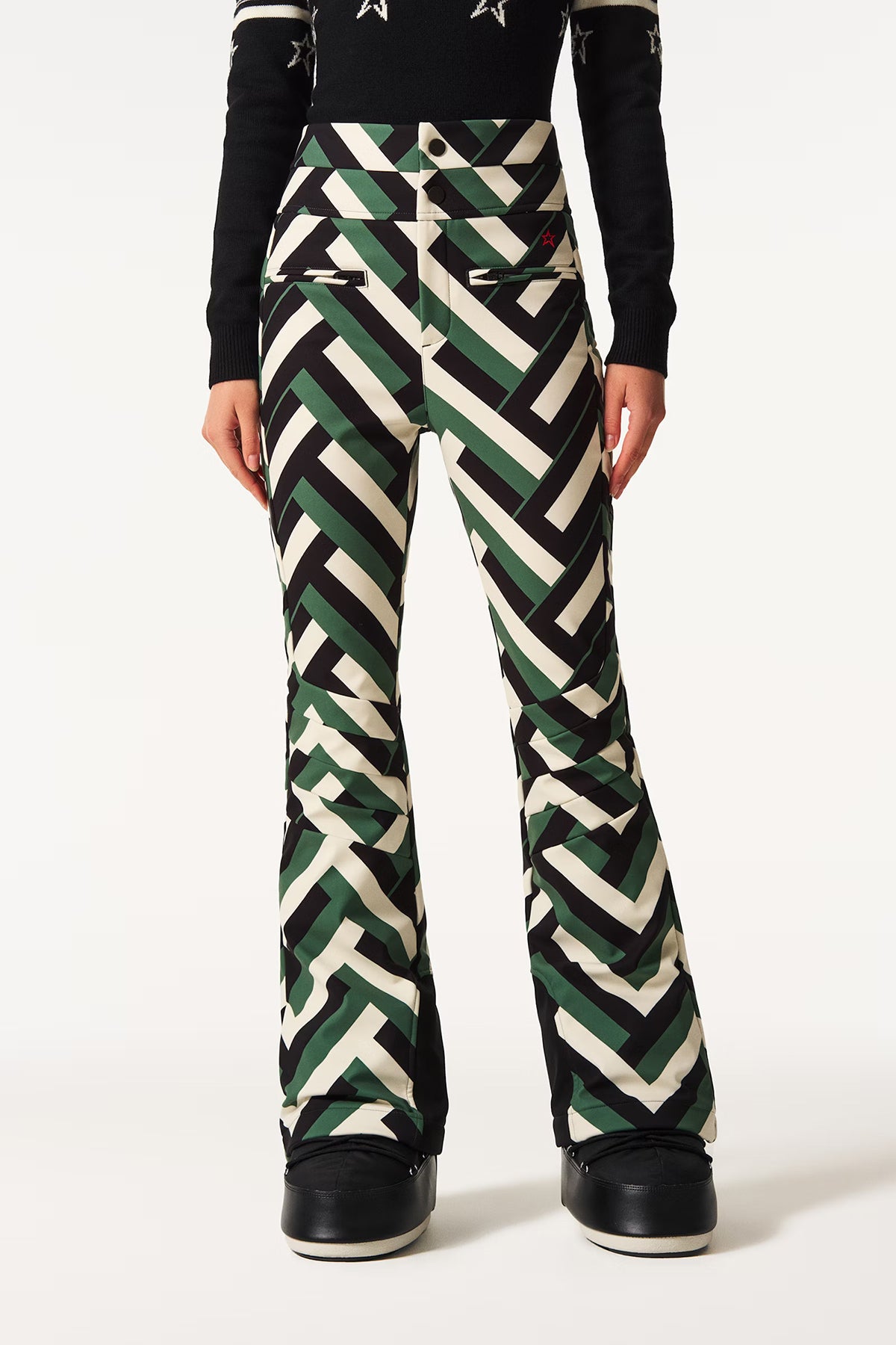 Perfect Moment Damen Skihose Aurora High Waist Waffle Print Grün waffle print - green Bild 2