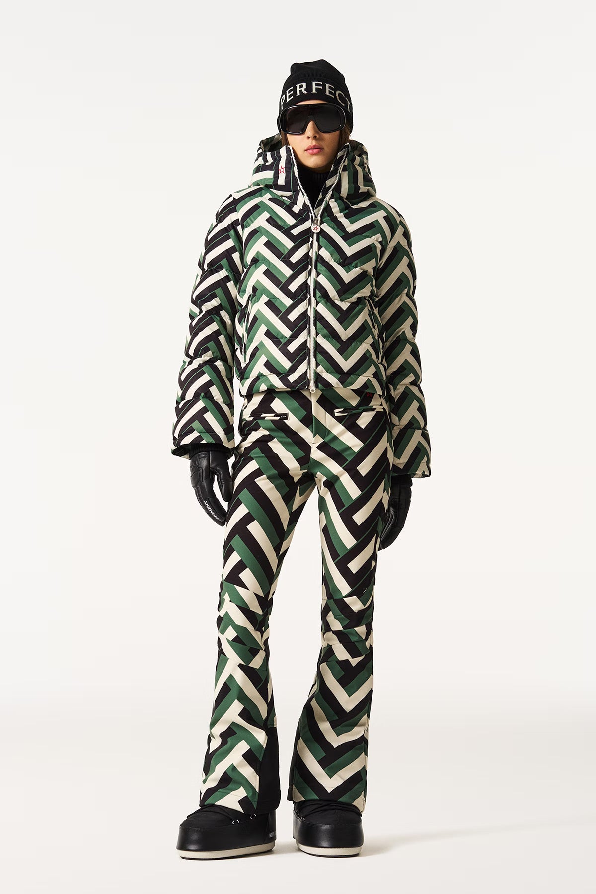 Perfect Moment Damen Skijacke Polar Flare Waffle Print Grün waffle print - green Bild 2