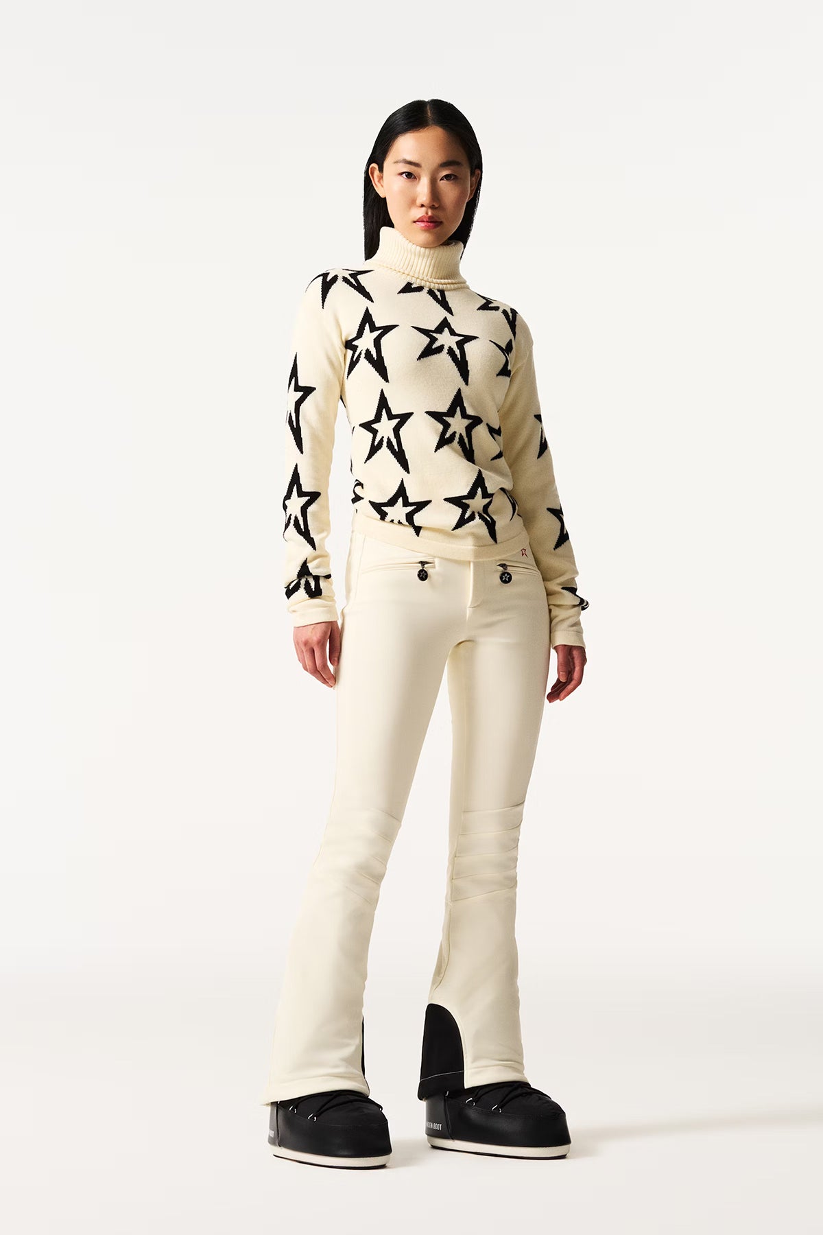 Perfect Moment Damen Strickpullover Stardust Snow White/Black Star WEISS Bild 2