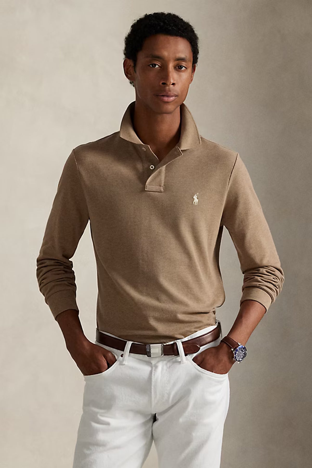 Polo Ralph Lauren Herren Langarm-Poloshirt Grey Cloud Heather GREY CLOUD HEATHER/C8135 Bild 2