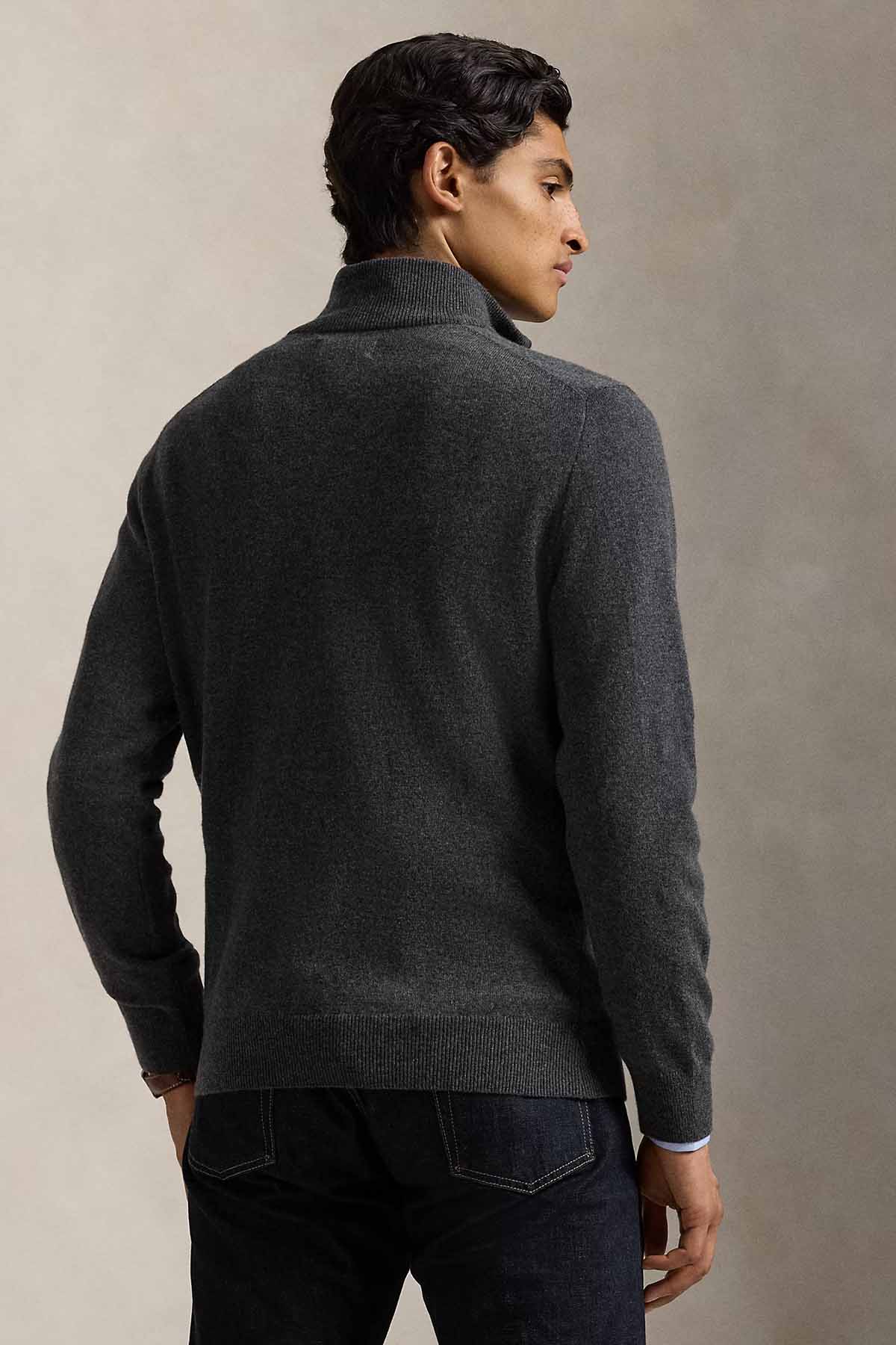 Polo Ralph Lauren Herren Quarter-Zip-Strickpullover Dark Charcoal Heather GRAU Bild 3