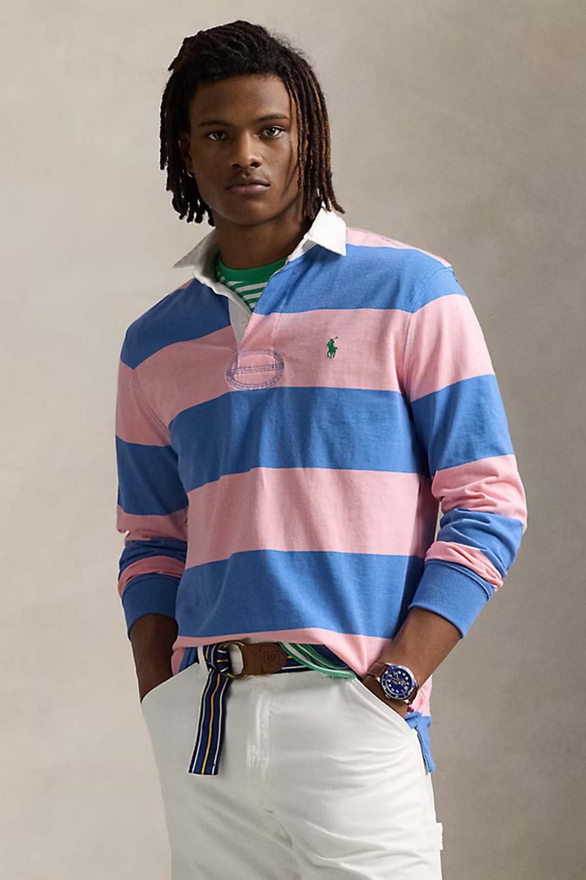 Polo Ralph Lauren Herren Rugbyhemd Garden Pink HELLBLAU Bild 2