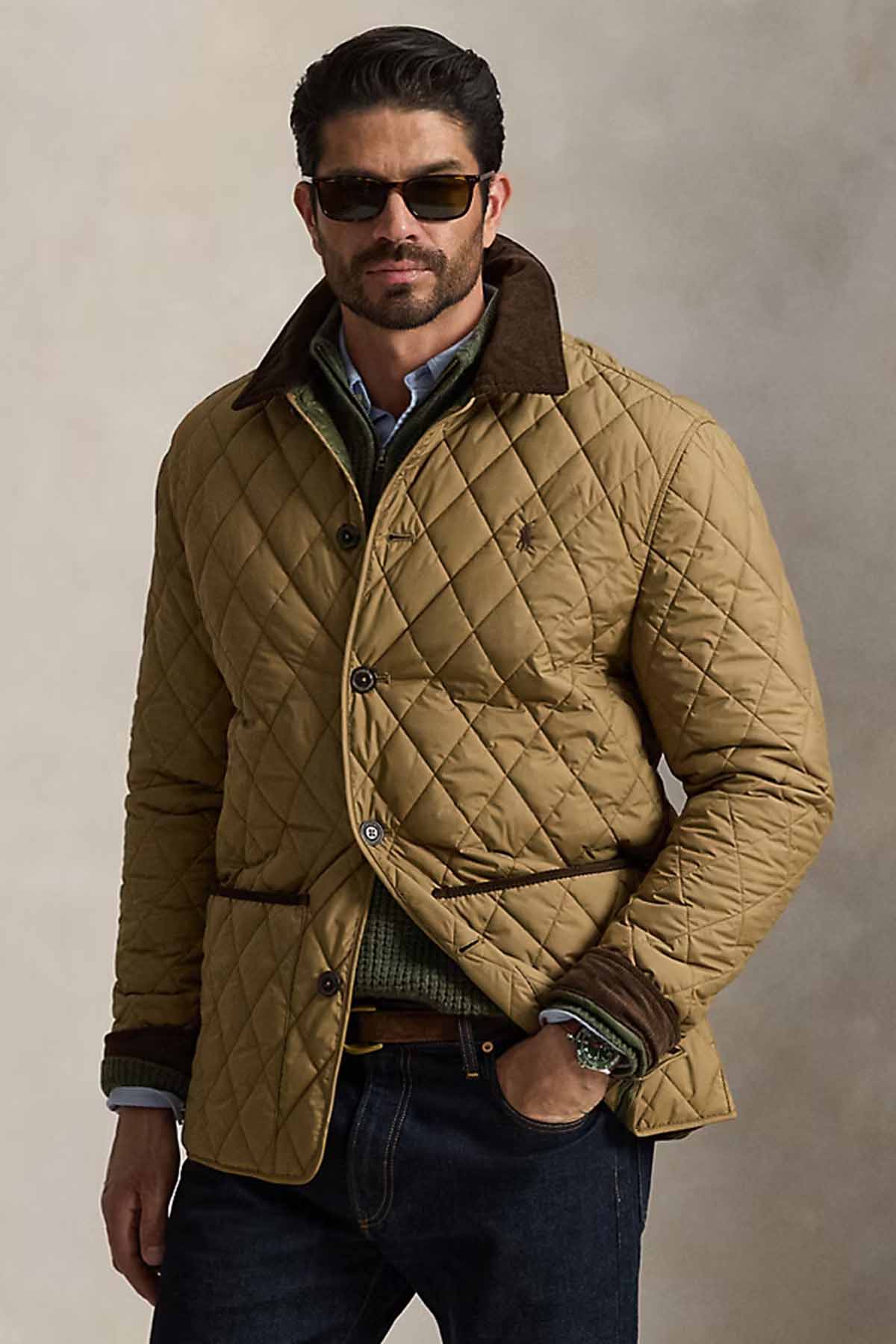 Polo Ralph Lauren Herren Steppmantel Beaton Honey Brown BEIGE Bild 3