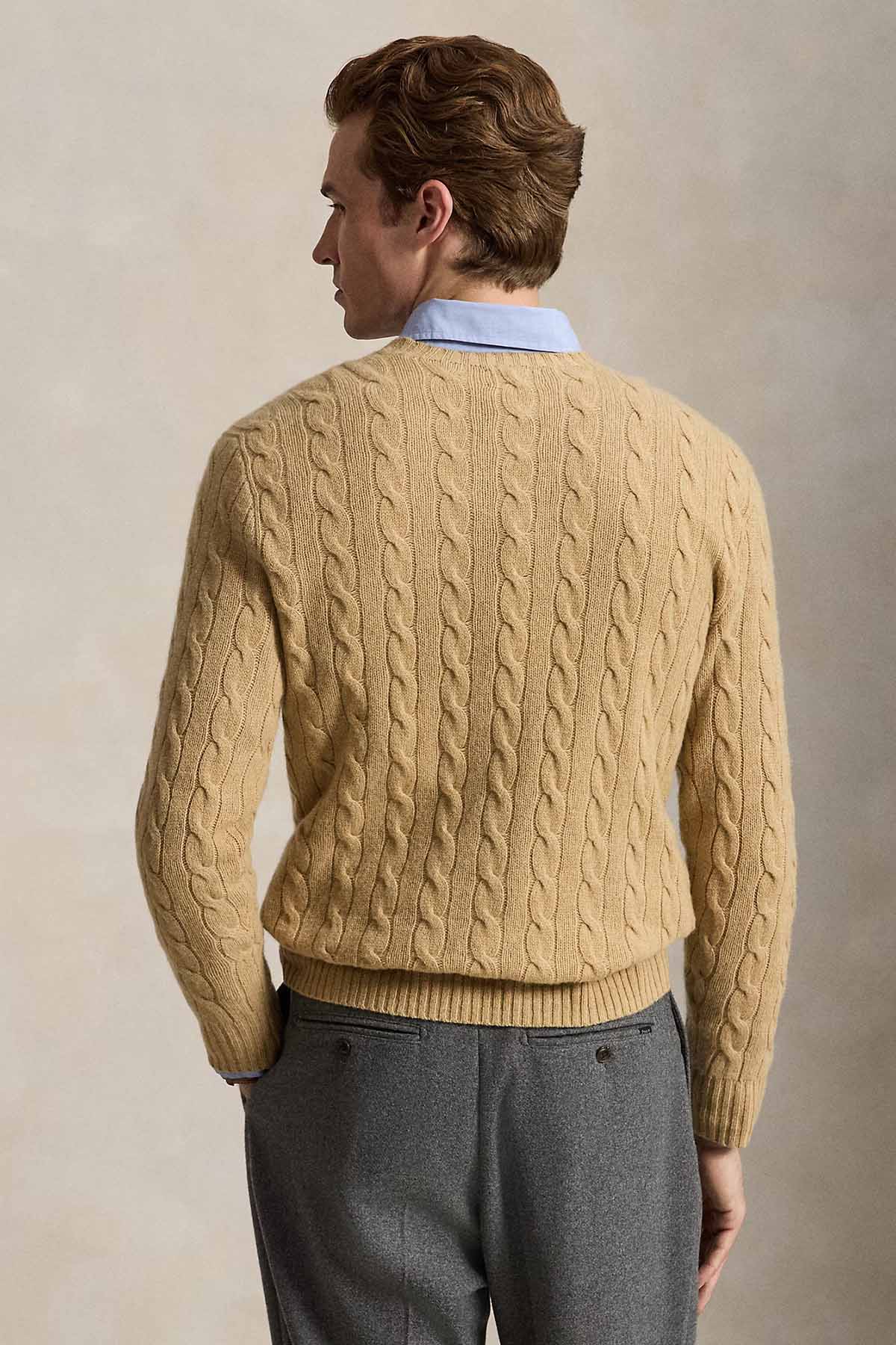 Polo Ralph Lauren Herren Strickpullover mit Zopfmuster Kamel BEIGE Bild 3