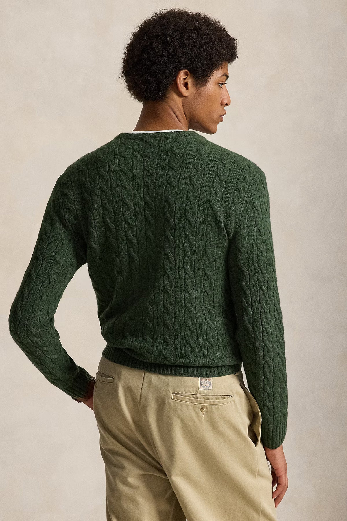 Polo Ralph Lauren Herren Strickpullover mit Zopfmuster Lodgepole Pine Heather GRÜN Bild 3