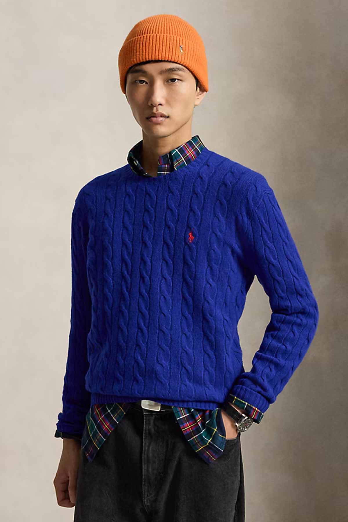 Polo Ralph Lauren Herren Strickpullover mit Zopfmuster Sibirischer Blaustern BLAU Bild 2