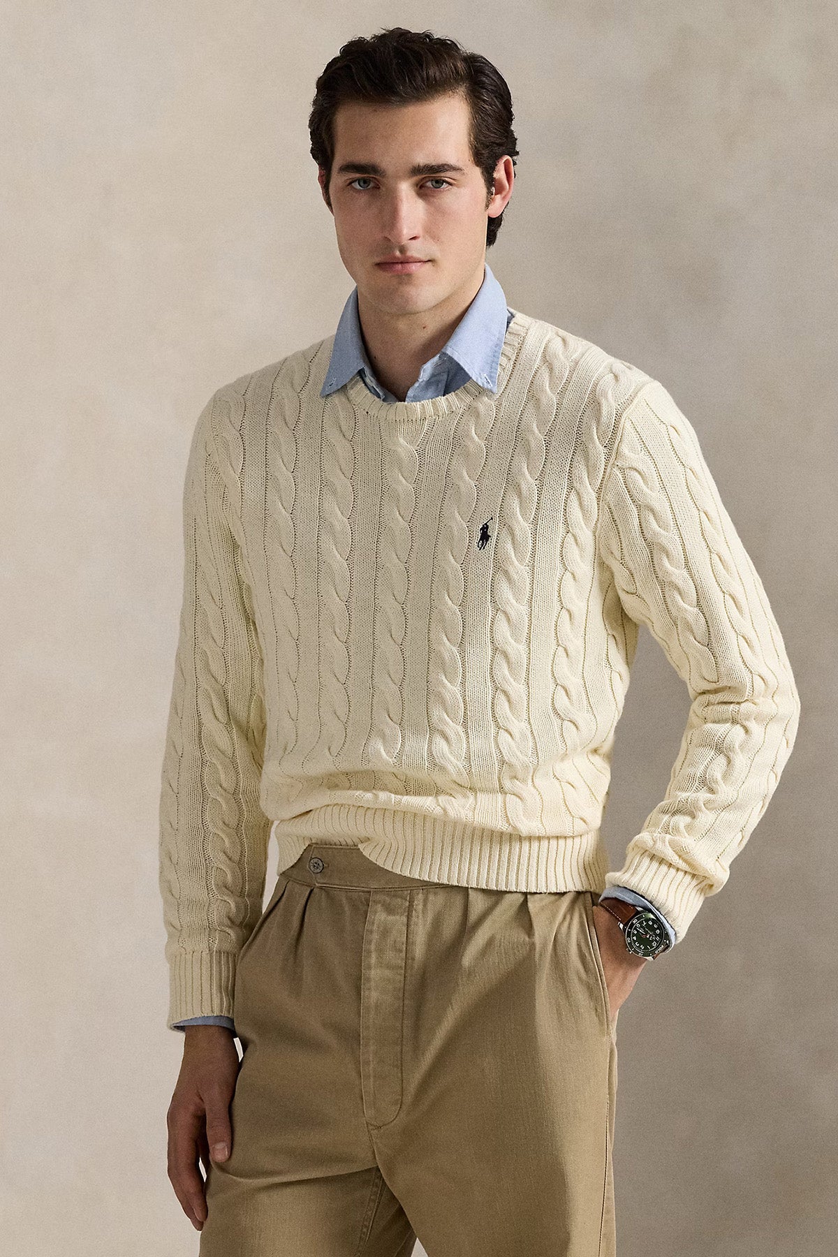 Polo Ralph Lauren Herren Strickpullover mit Zopfmuster Andover Cream ANDOVER CREAM Bild 2