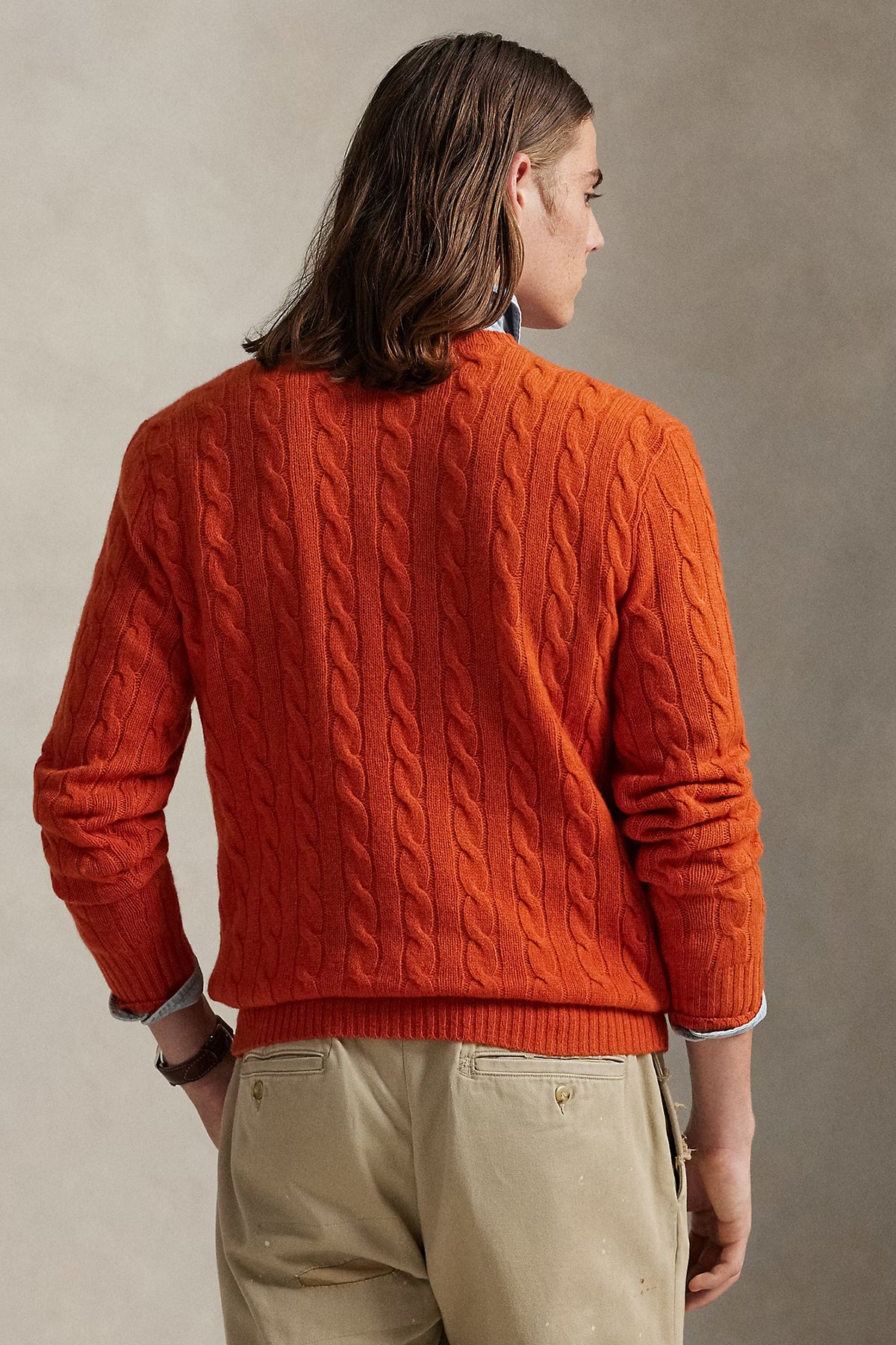 Polo Ralph Lauren Herren Strickpullover mit Zopfmuster Dark Jaffa Orange DARK JAFFA ORANGE HTR Bild 4