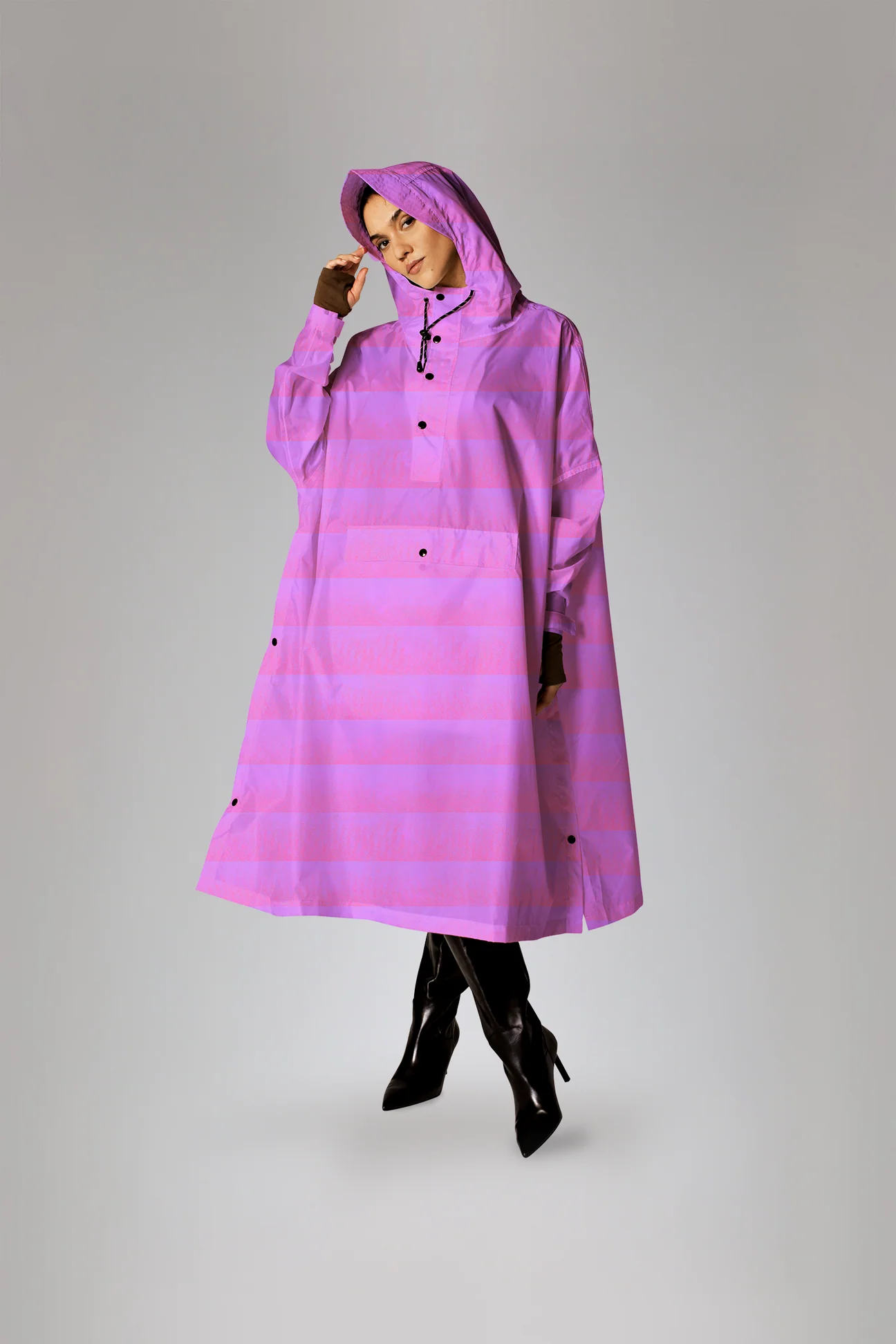 Rainkiss Unisex Regenponcho Seeing Stripes Lila LILA Bild 2
