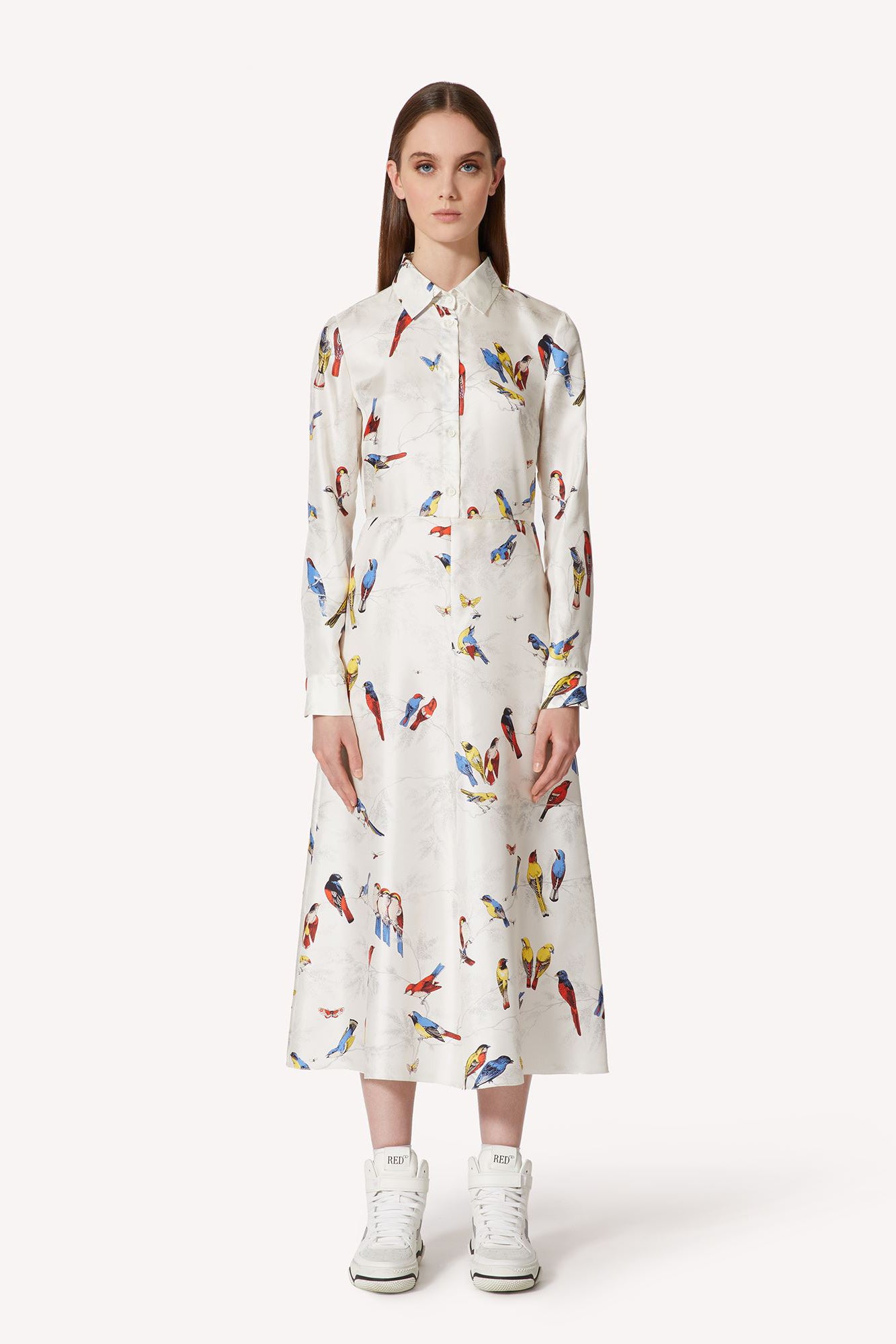 Red Valentino Damen Seidenkleid mit Print Latte NATUR-WEISS Bild 2