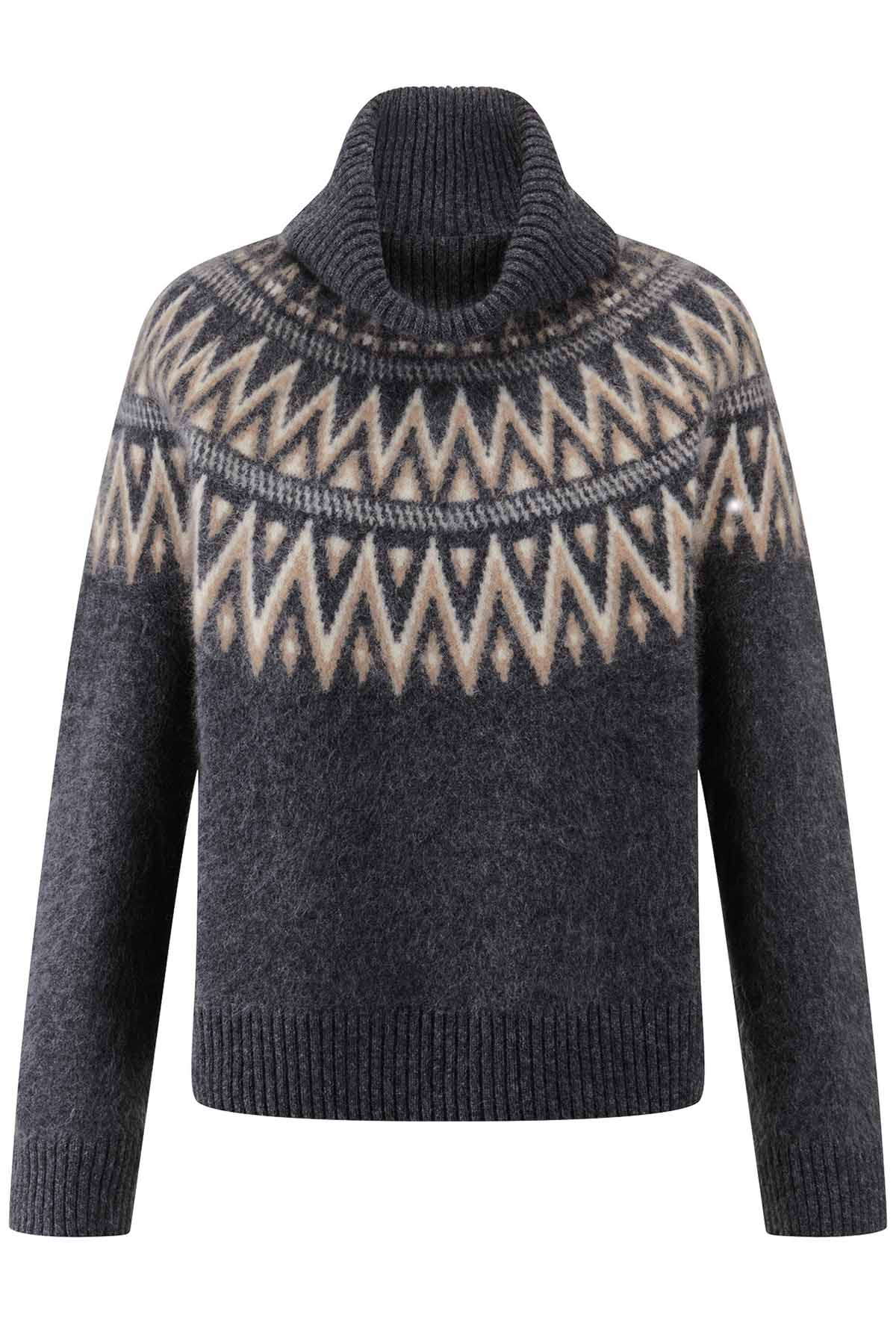 Riani Damen Rollkragenpullover mit Jacquardmuster Coal Patterned 960 coal patterned Bild 1