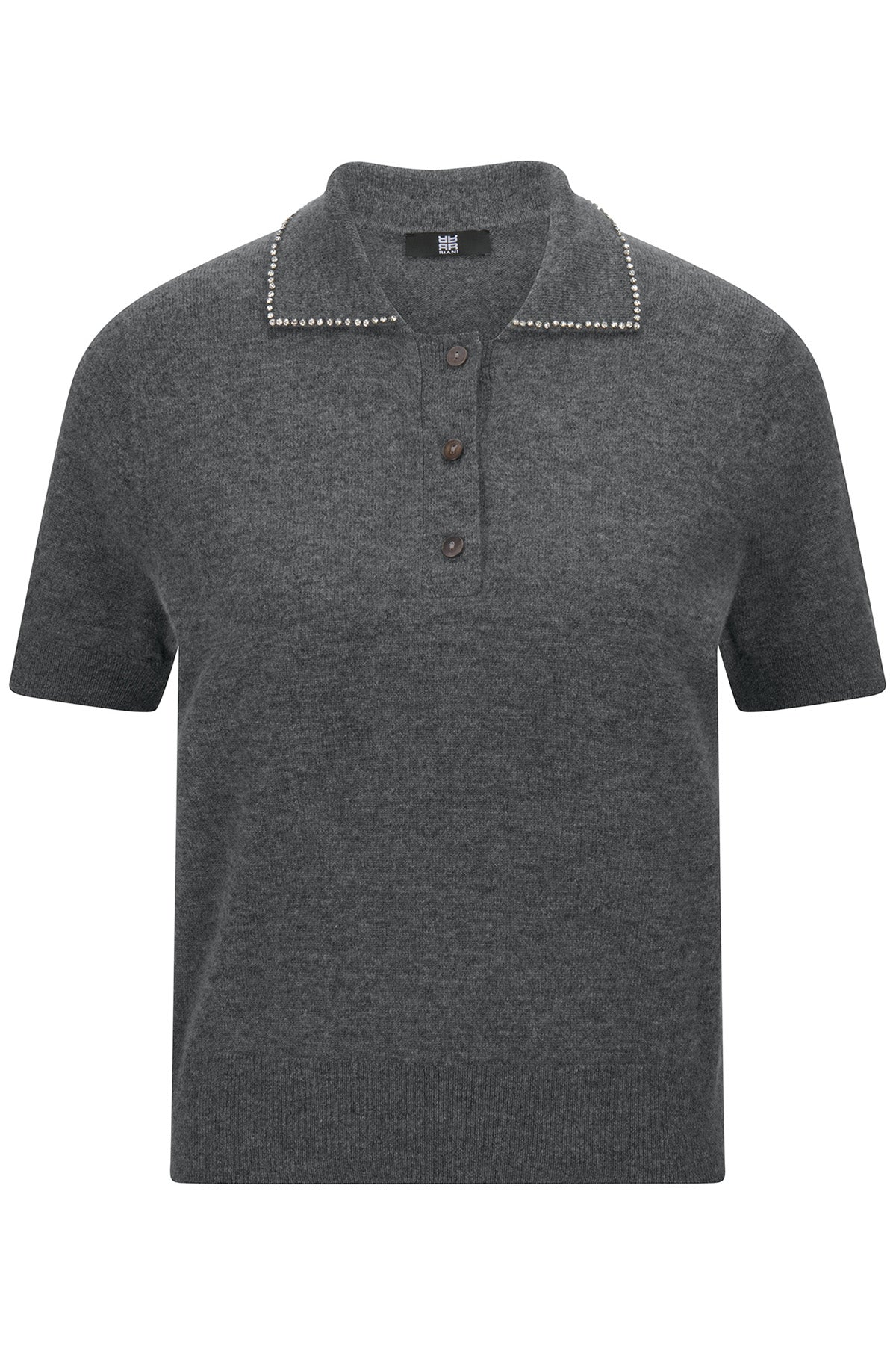 Riani Damen Strickpolo mit Strassdetails Grau rock Bild 1