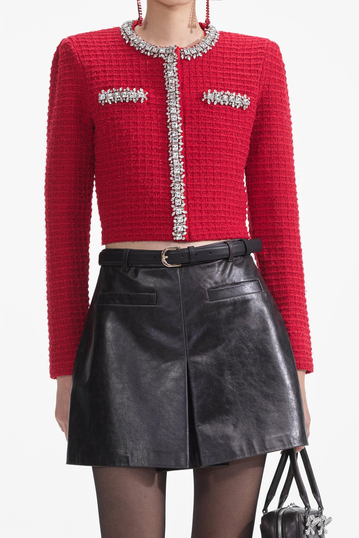 self-portrait Damen Jacke aus Waffelstrick Rot ROT Bild 5