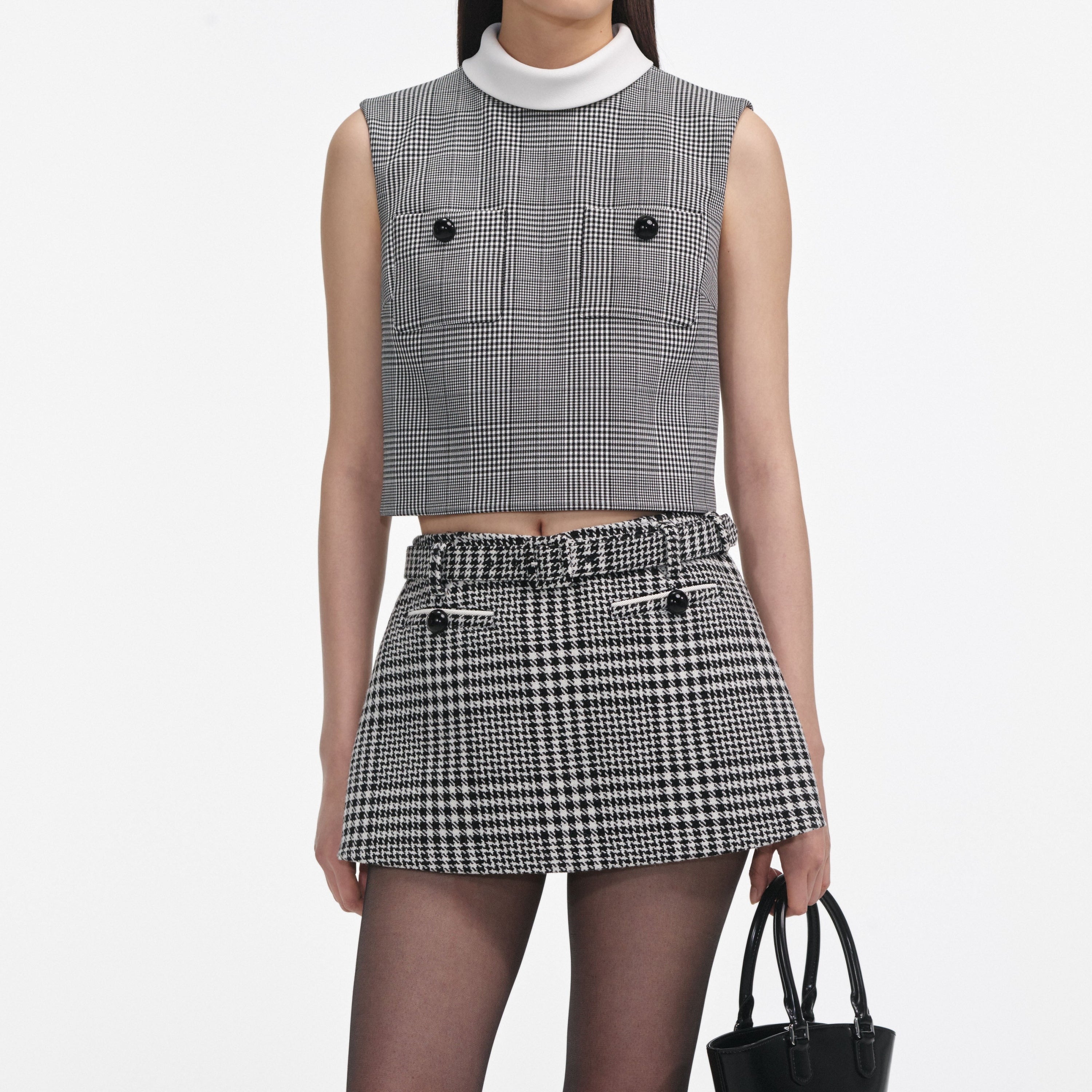 self-portrait HOUNDSTOOTH MINI SKIRT BLACK AND WHITE BLACK AND WHITE Bild 5