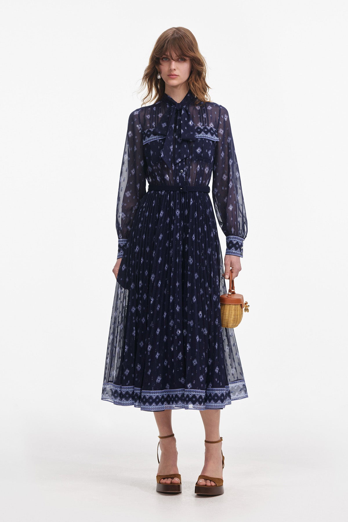 self-portrait NAVY PRINTED CHIFFON MIDI DRESS BLUE BLUE Bild 2