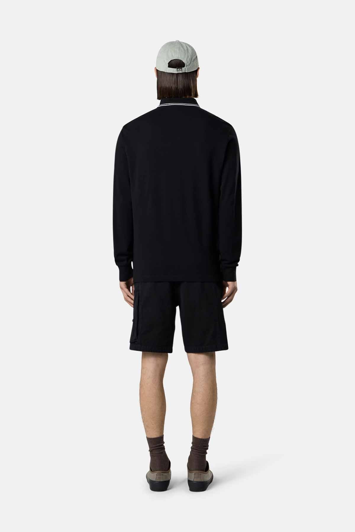 Stone Island Herren Langarm Poloshirt Schwarz SCHWARZ Bild 3