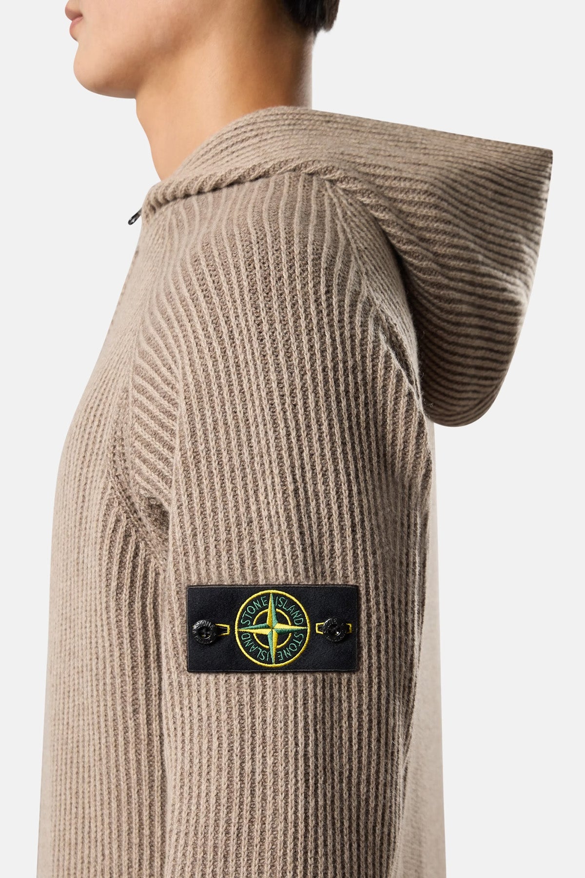 Stone Island wendbare Herren Kapuzen-Strickjacke Graugelb BEIGE Bild 4