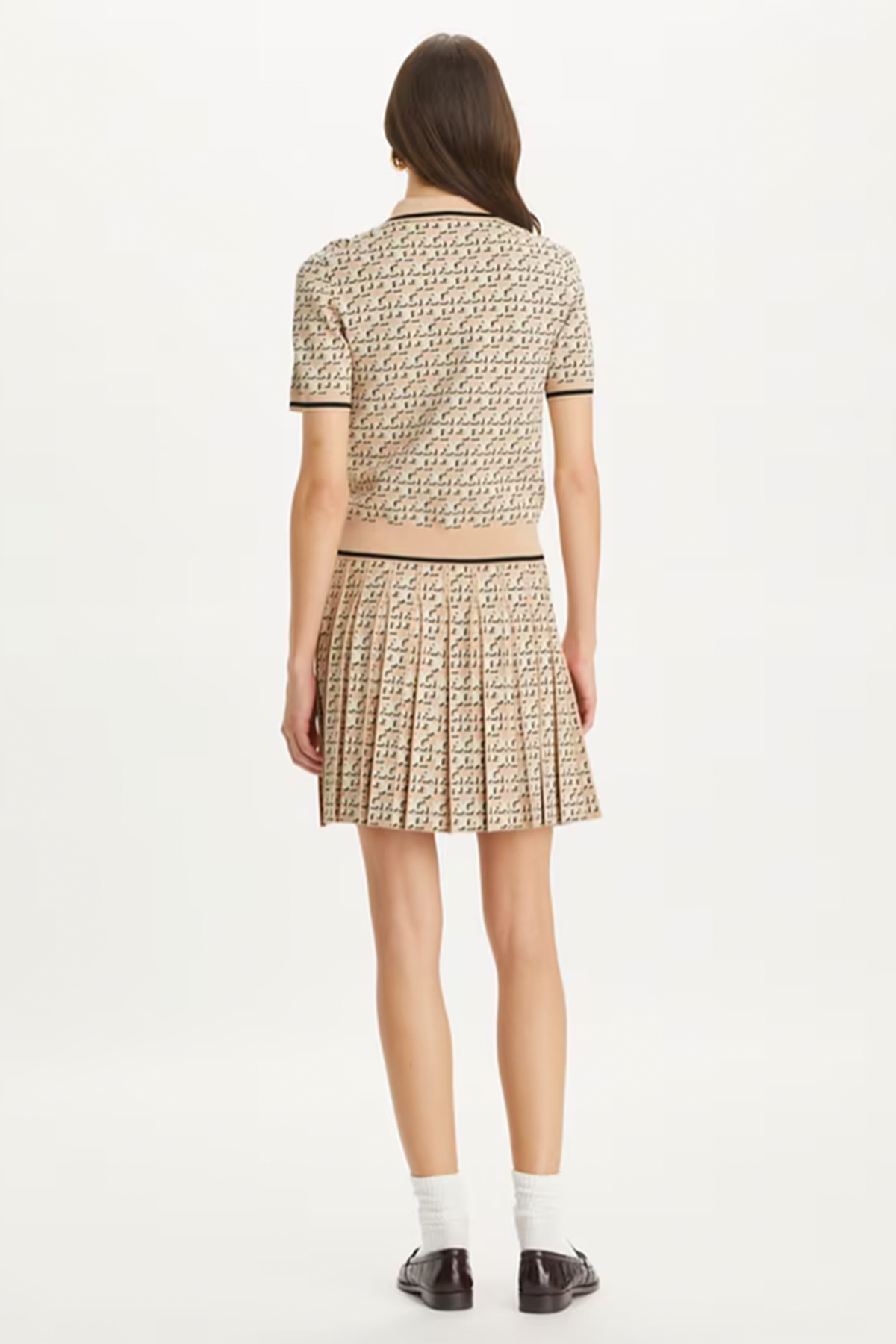 Tory Burch Damen Monogram Pleated Rock Apricot Blush BEIGE Bild 3