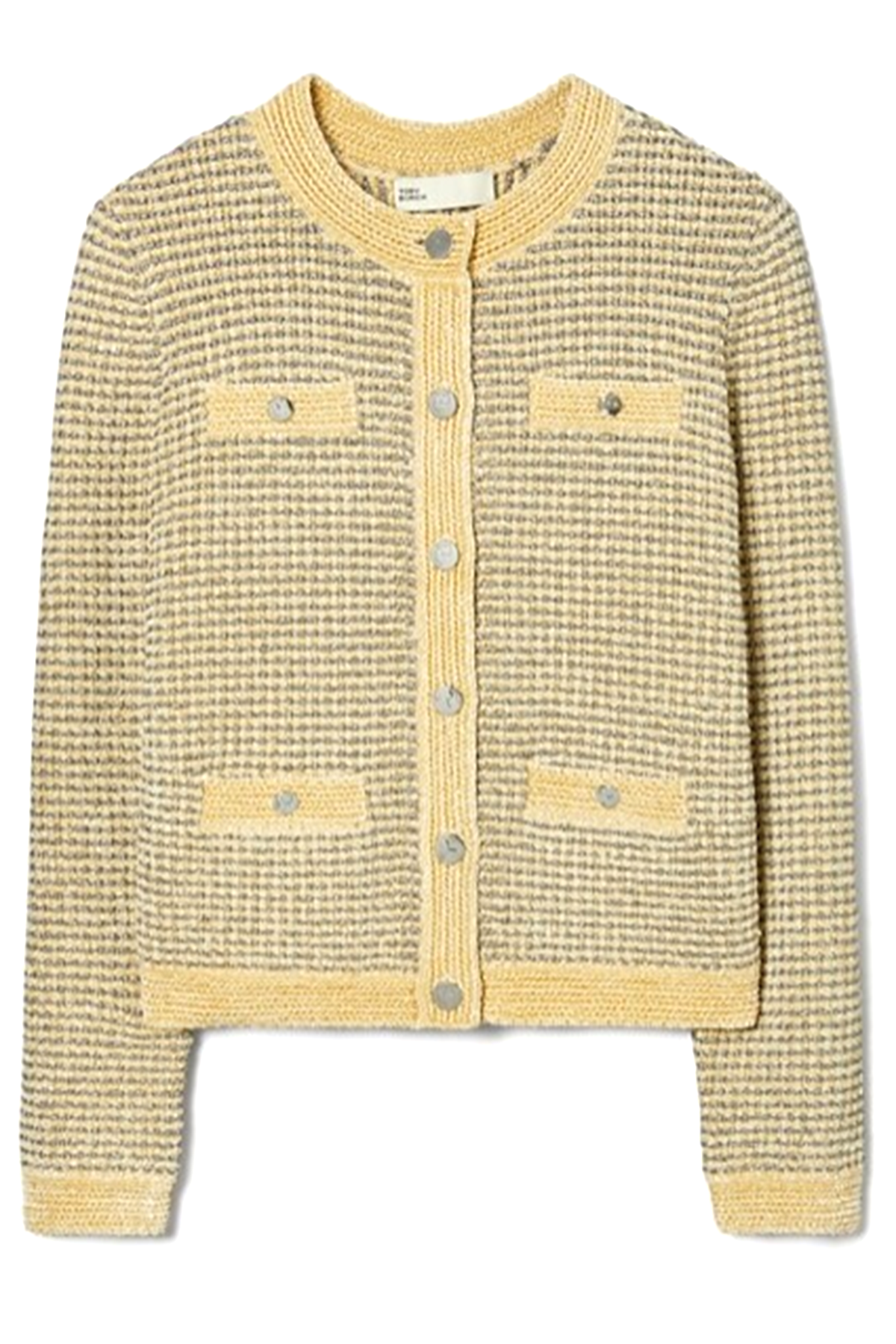 Tory Burch Damen Strickjacke Kendra Velvet Ivory/Metallic Gray NATUR-WEISS Bild 1