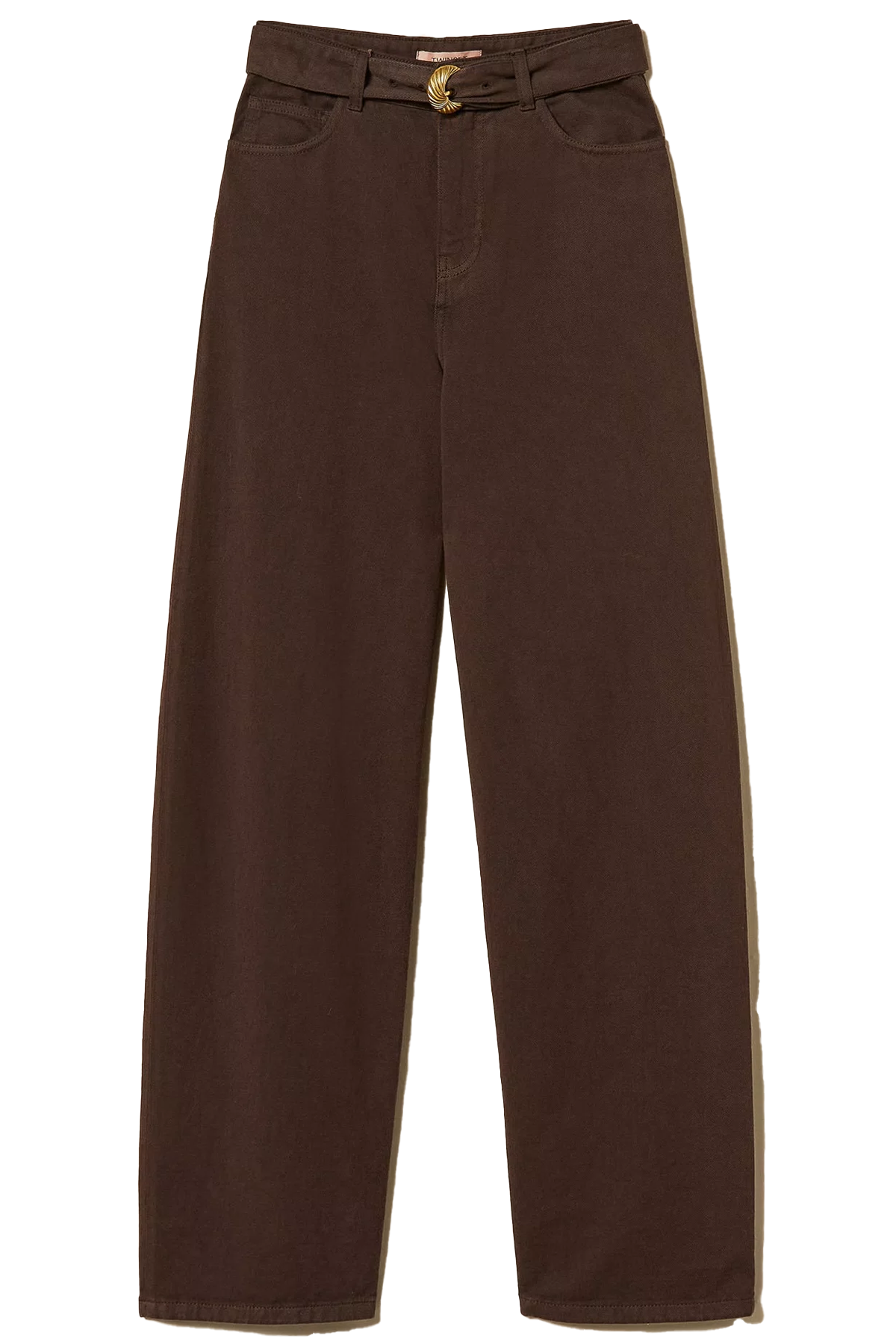 Twin Set Damen Barrel-Hose aus Bull mit Gürtel Braun 13411 Bild 1