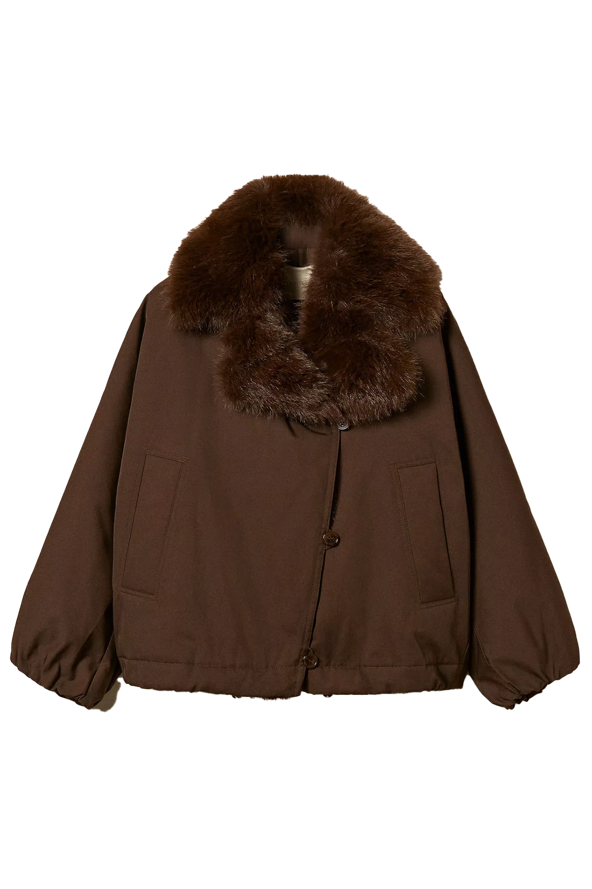 Twin Set Damen Jacke mit Kunstpelzkragen Braun 13411 Bild 1