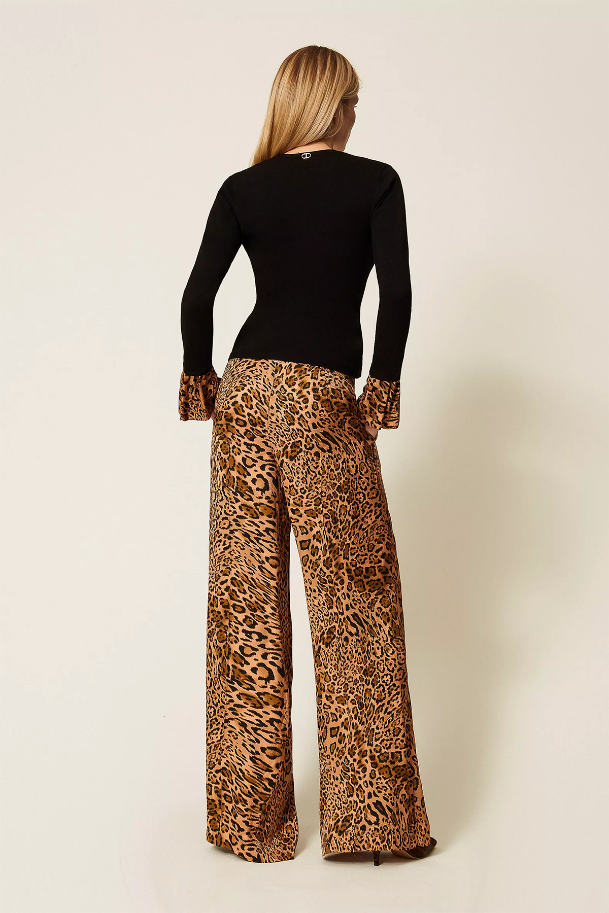 Twin Set Damen Jacquardhose mit Animalprint, Braun 12737 Bild 3