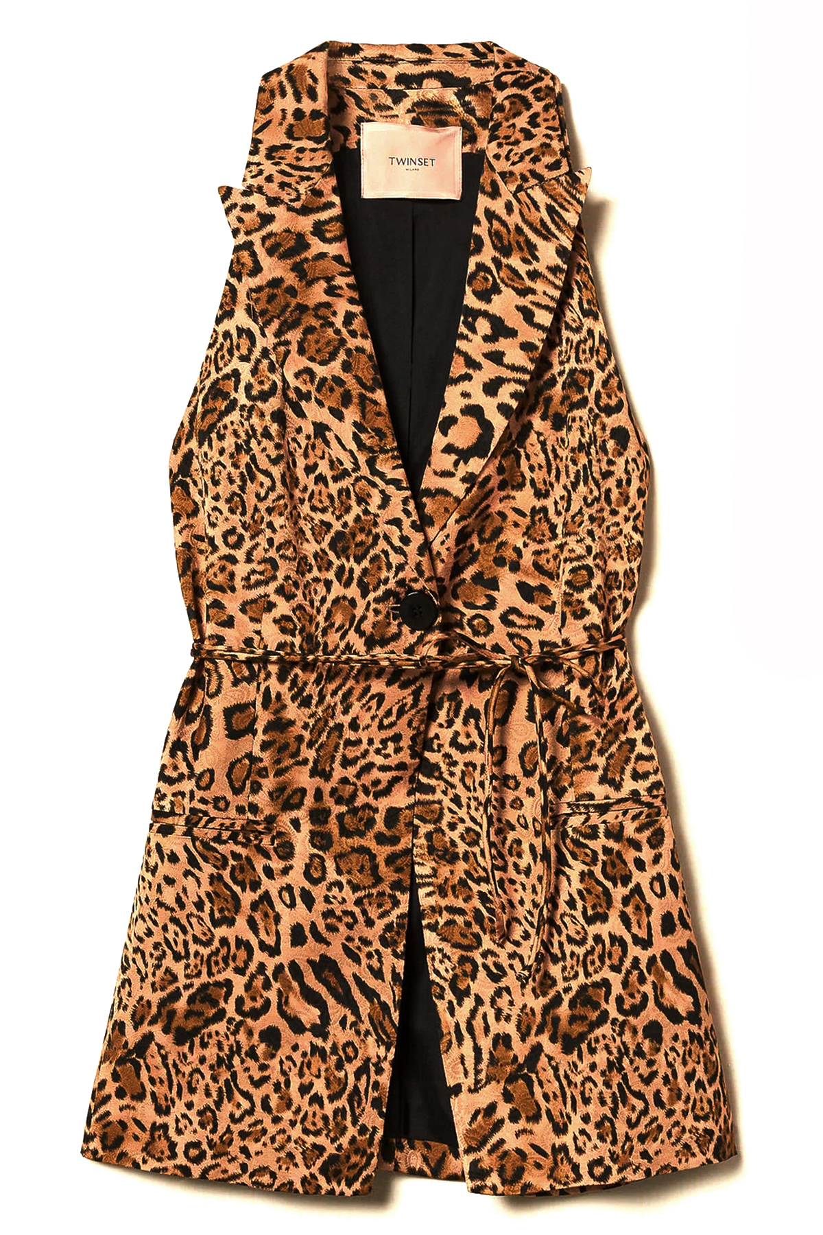 Twin Set Damen Jacquardweste mit Animalprint, Braun 12737 Bild 1