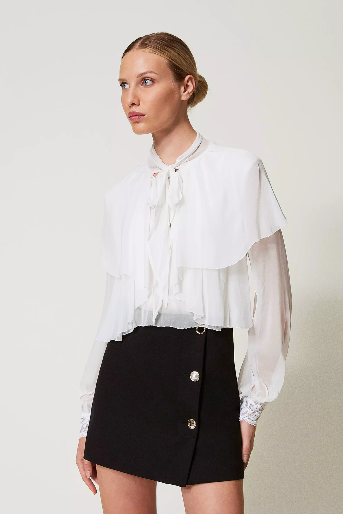 Twin Set Damen Minirock mit Schmuckknöpfen Schwarz SCHWARZ Bild 2