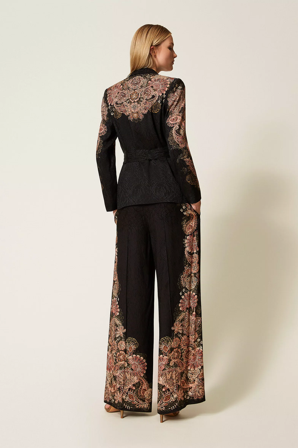 Twin Set Damen Palazzohose aus Jacquard mit Print, Schwarz 12742 Bild 3