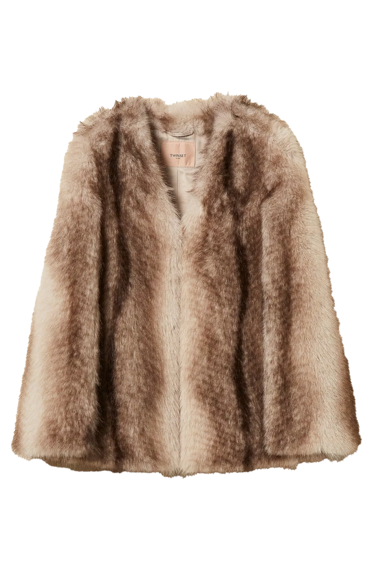 Twin Set Damen Ponchojacke aus Kunstpelz Beige/Braun 13812 Bild 1