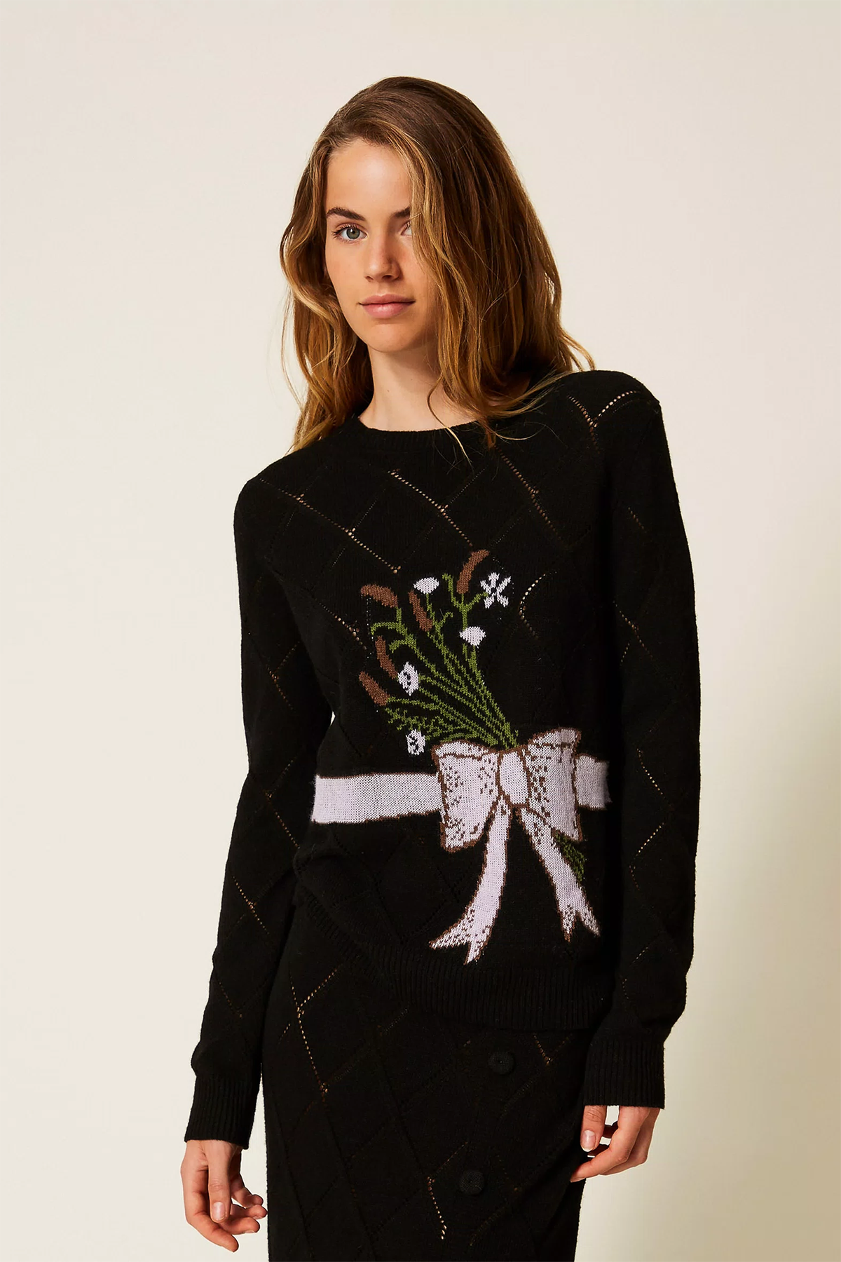 Twin Set Damen Strickpullover Schwarz 00006-NERO Bild 2