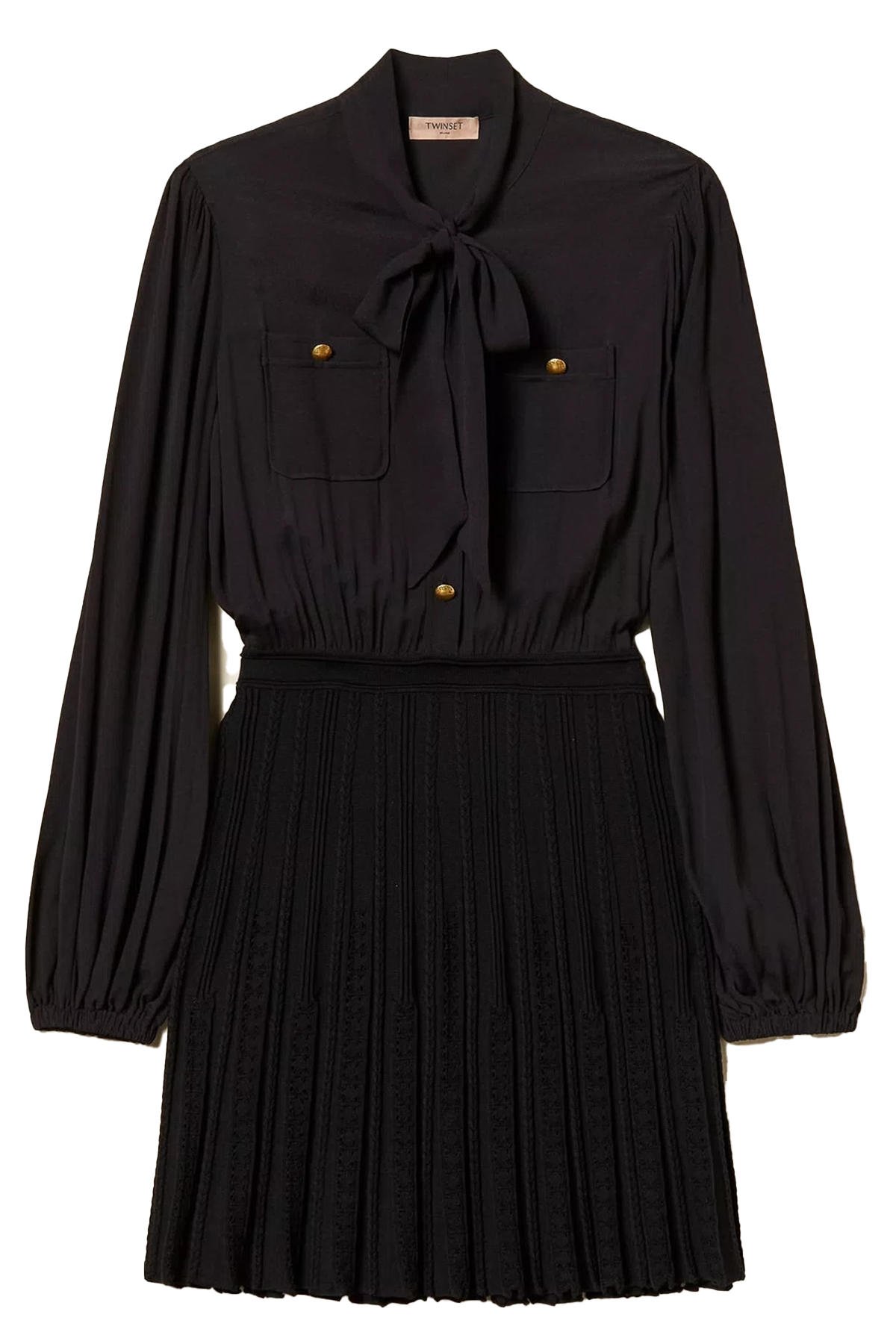 Twin Set kurzes Damen Kleid mit Strickrock Schwarz 00006-NERO Bild 1