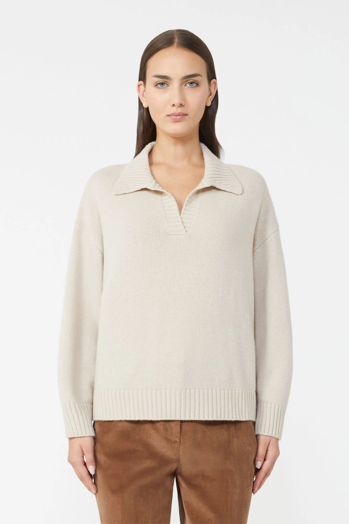 Weekend Max Mara Damen Strickpullover mit Polokragen Agre Beige BEIGE Bild 3