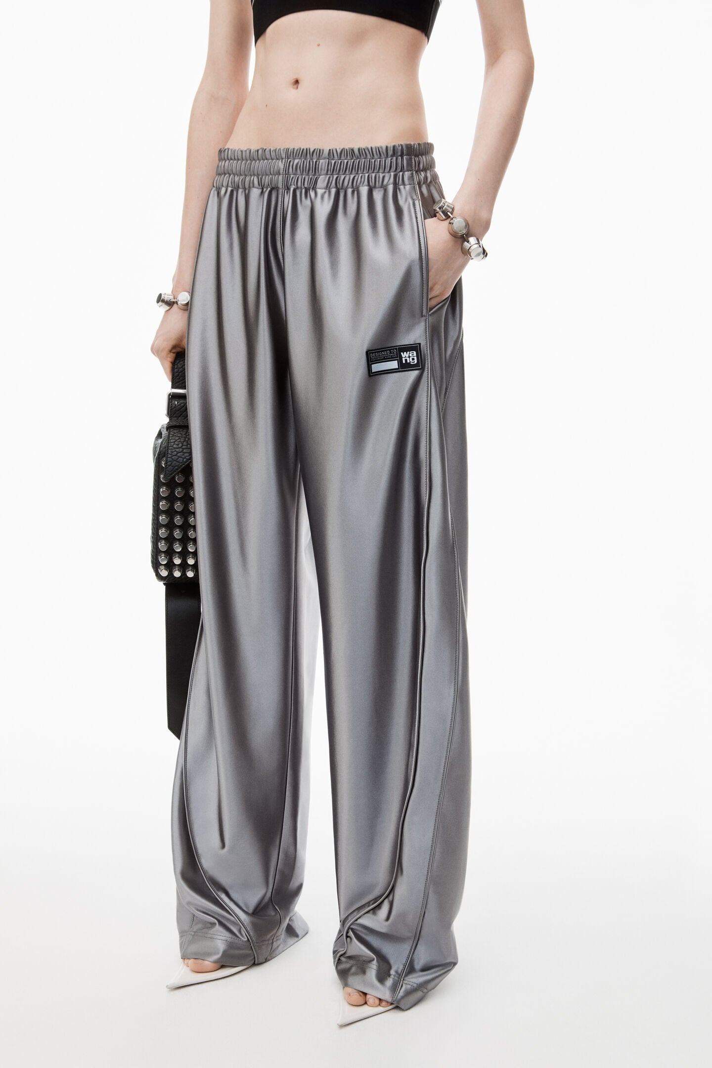 Alexander Wang Damen Trainingshose Silber GRAU Bild 3