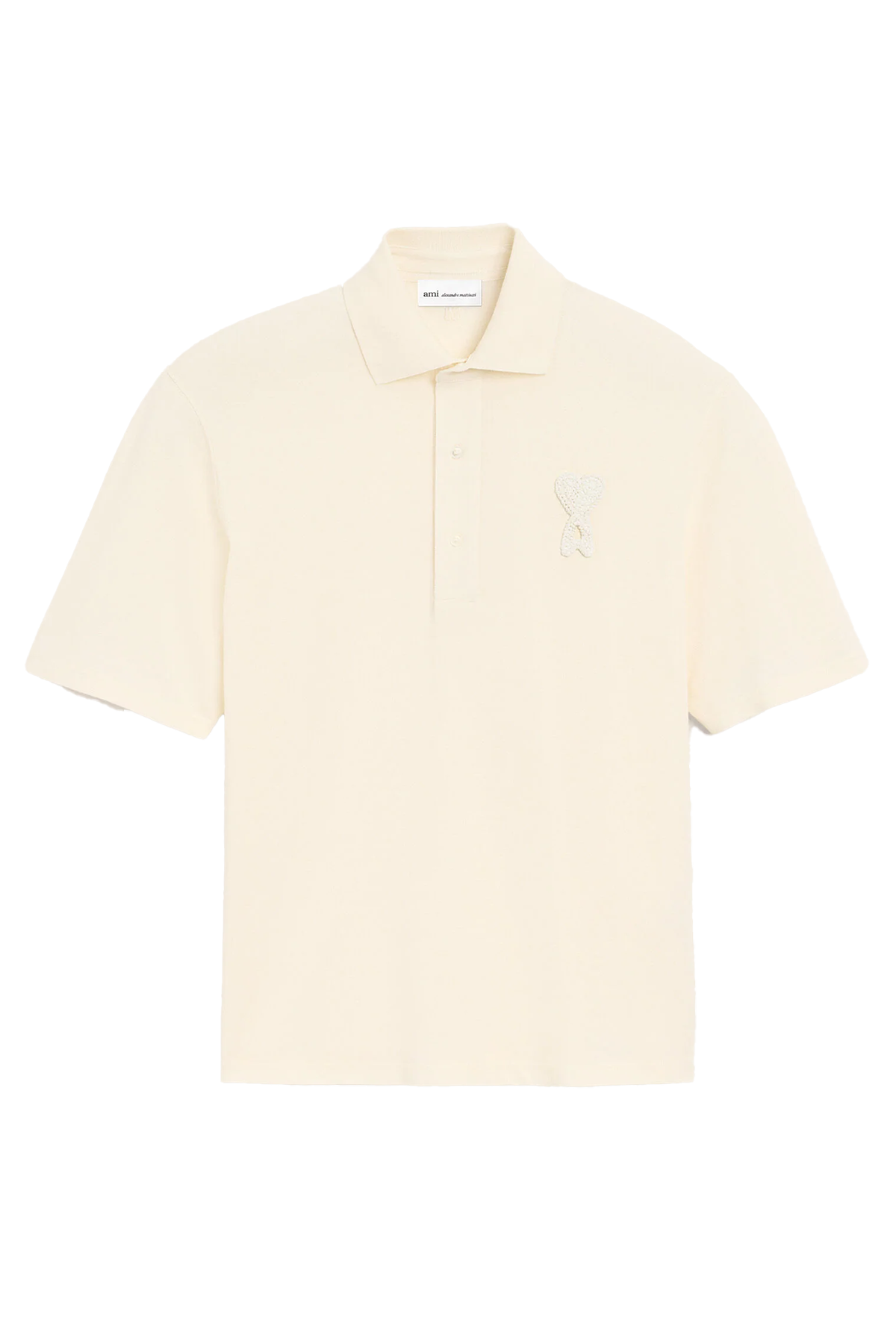 AMI Paris Herren Pique-Poloshirt Natur-Weiss NATUR-WEISS Bild 1