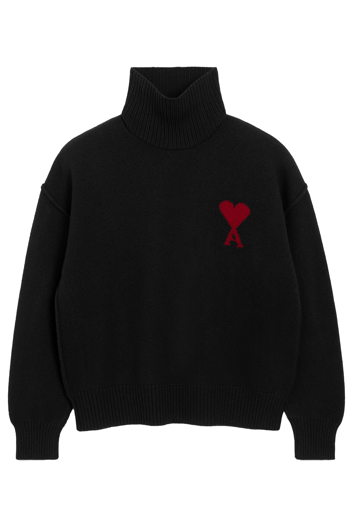 AMI Paris Herren Rollkragenpullover Schwarz/Rot SCHWARZ Bild 1