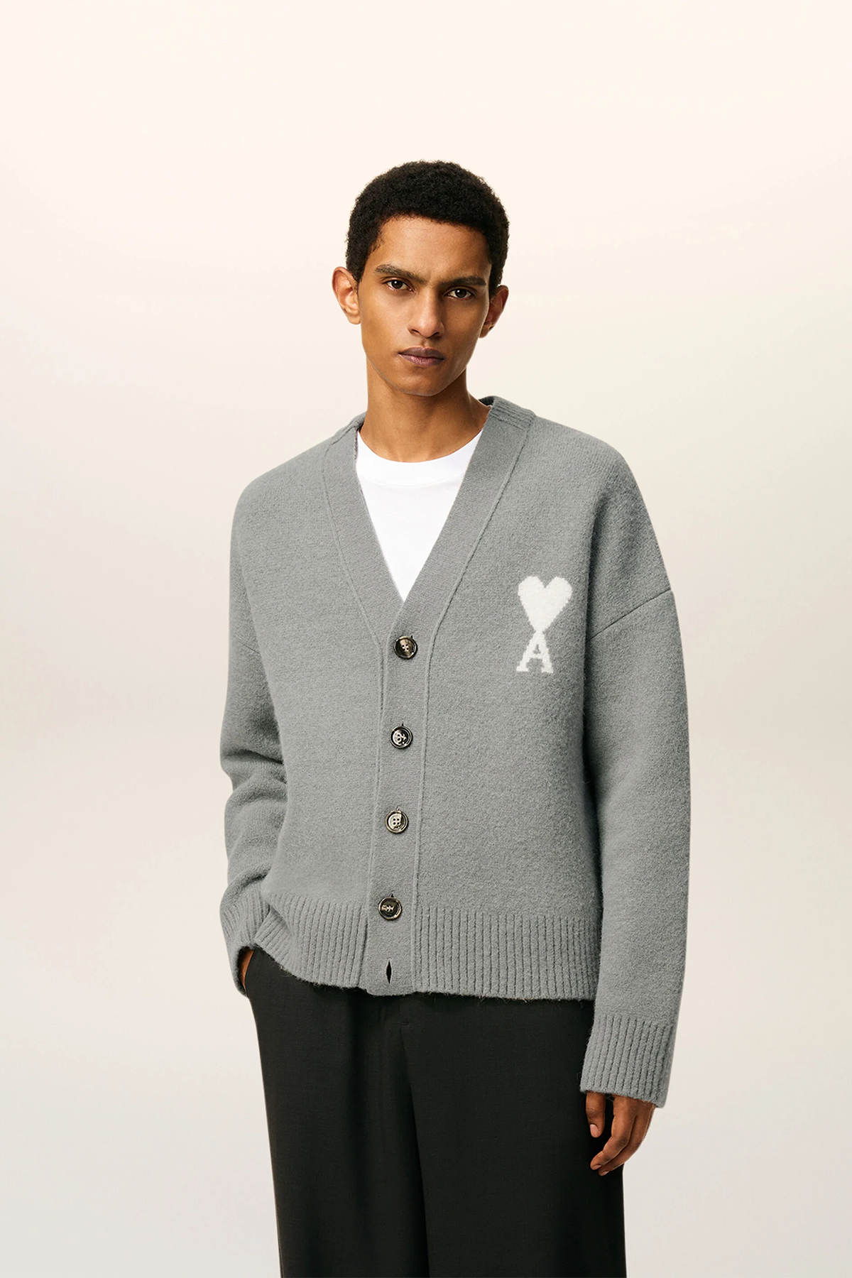AMI Paris Herren Strickjacke Grau GRIS/ECRU 058H25 Bild 2