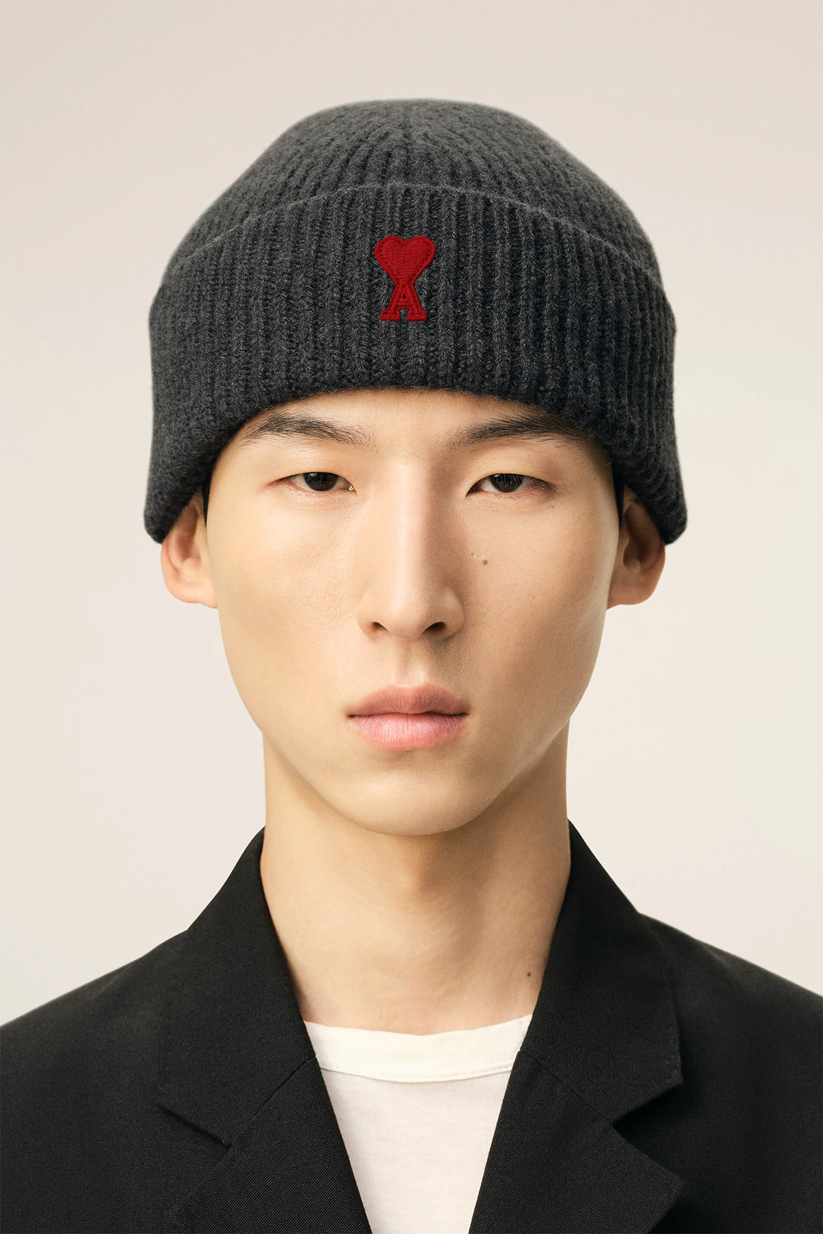 AMI Paris Herren Strickmütze Grau GRAU Bild 2