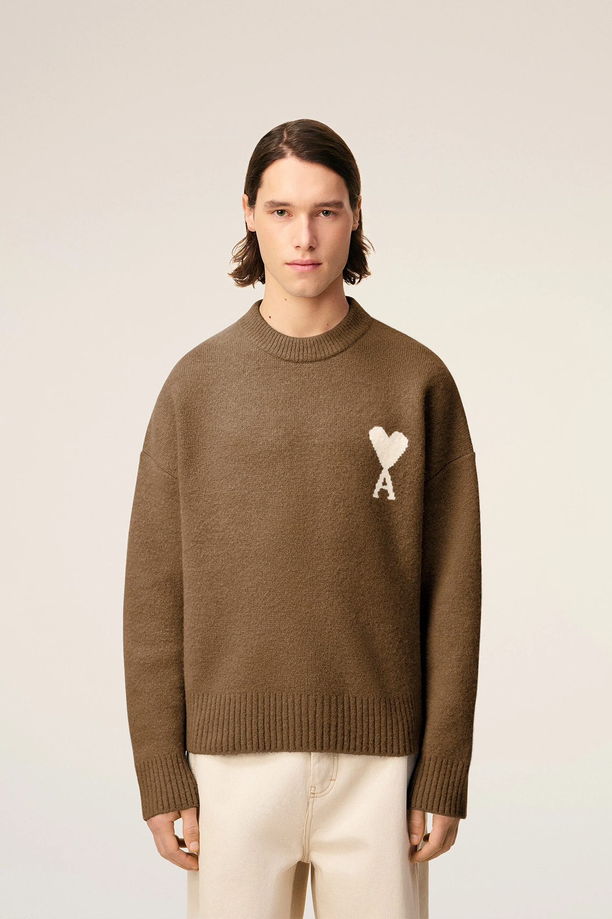 AMI Paris Herren Strickpullover Braun NOISETTE/ECRU 217H25 Bild 2