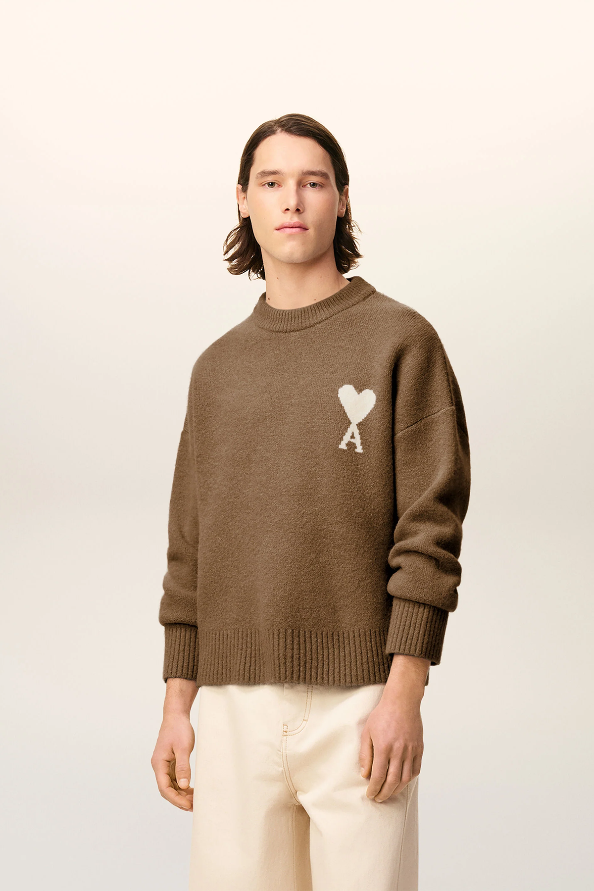 AMI Paris Herren Strickpullover Braun NOISETTE/ECRU 217H25 Bild 3