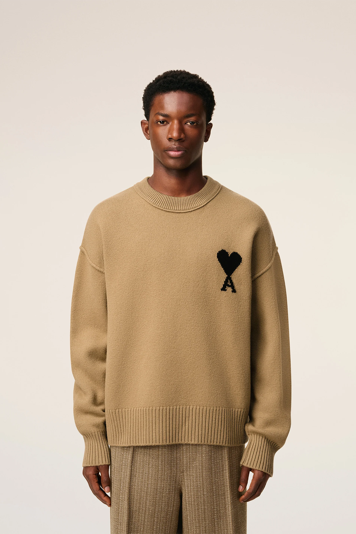 AMI Paris Herren Strickpullover Braun CAMEL/NOIR 288H25 Bild 2
