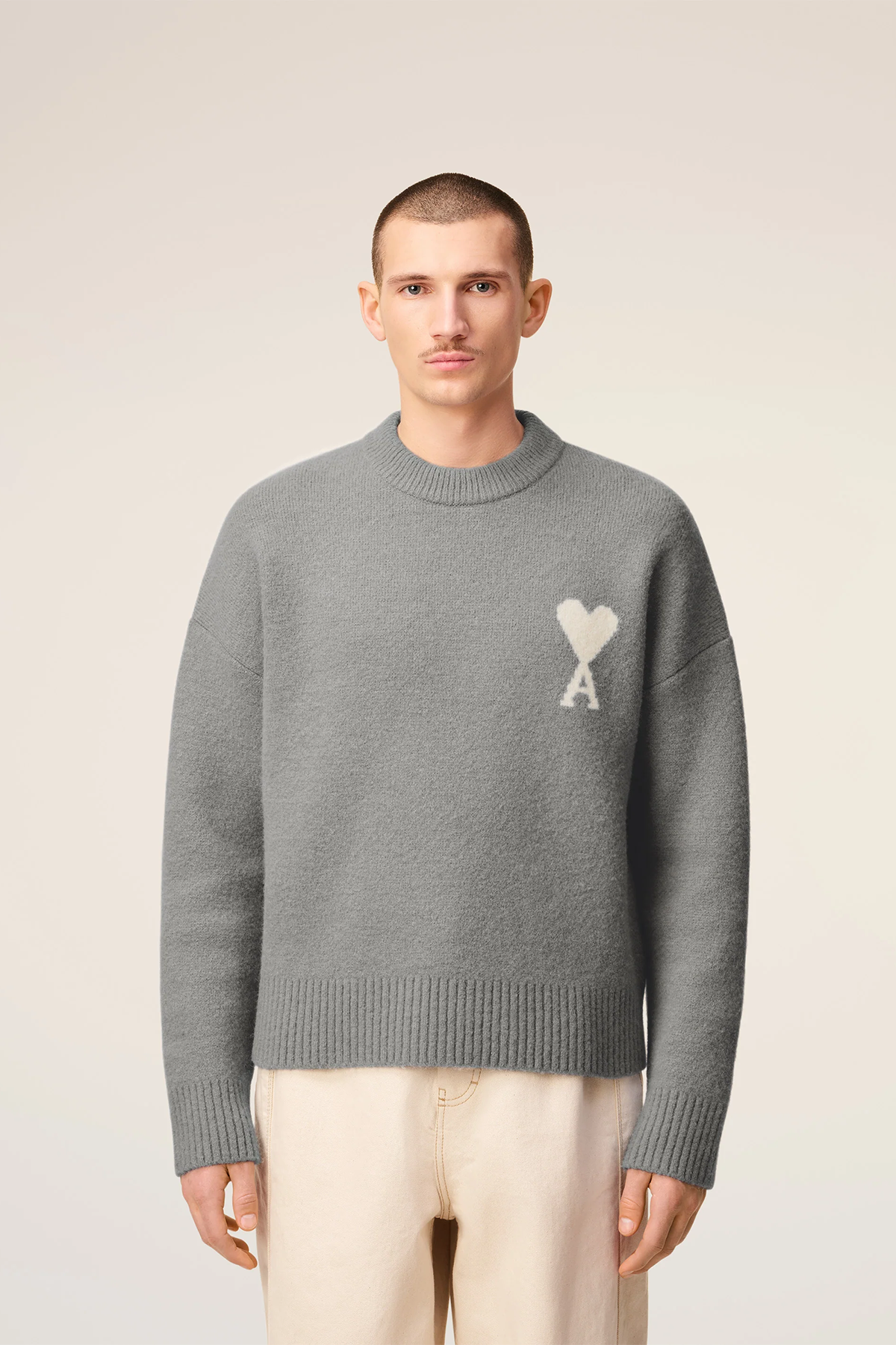 AMI Paris Herren Strickpullover Grau GRIS/ECRU 058H25 Bild 2
