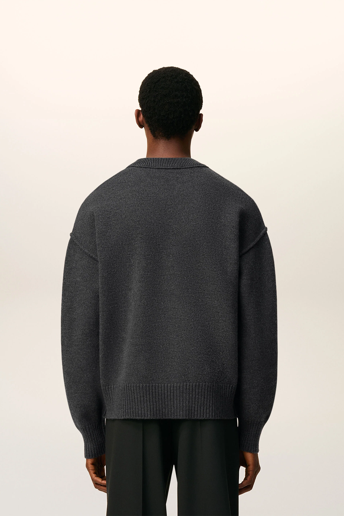 AMI Paris Herren Strickpullover Grau GRIS CHINE / ROUGE 084H25 Bild 3
