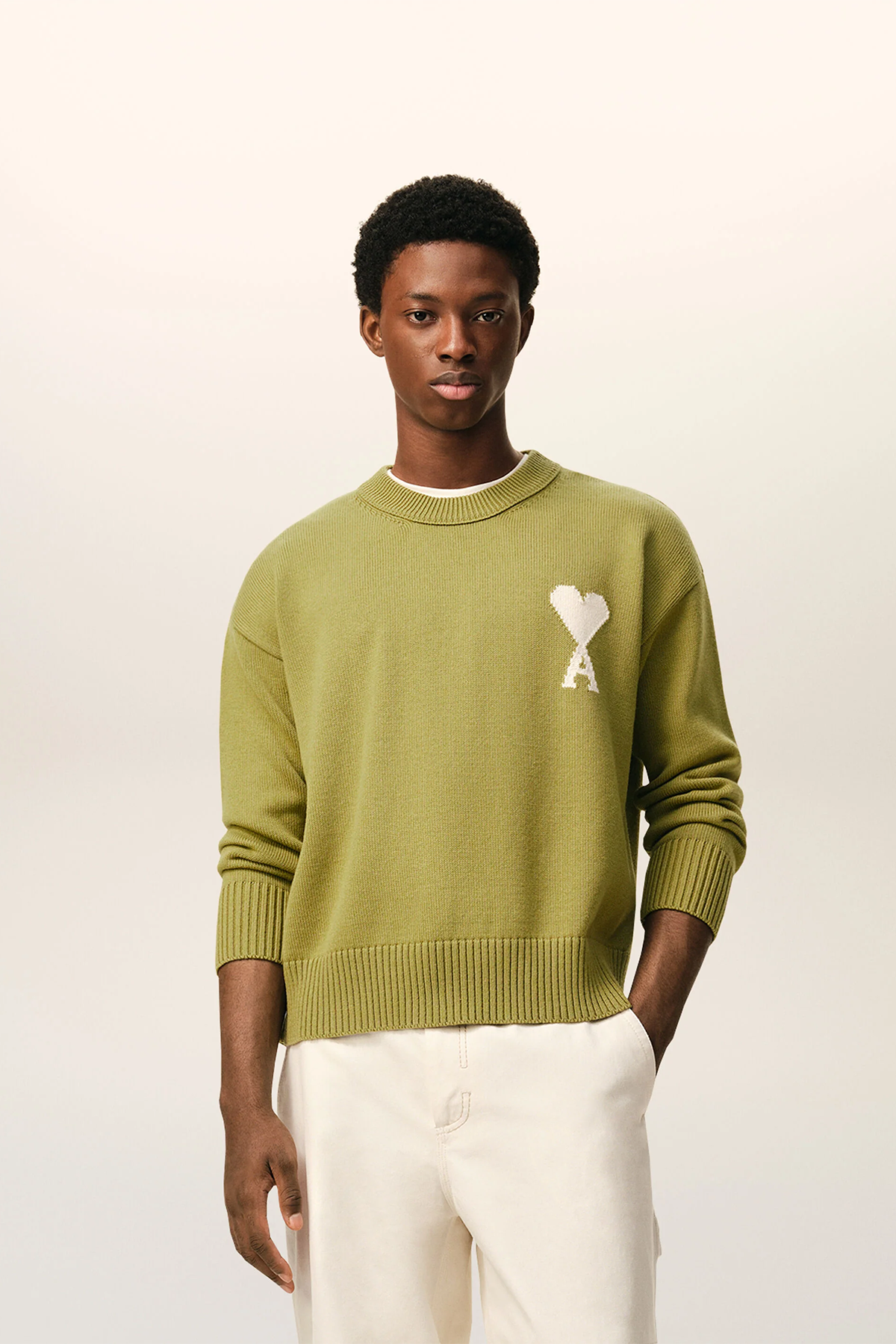 AMI Paris Herren Strickpullover Matcha GRÜN Bild 2