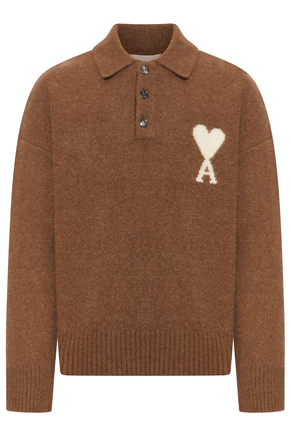 AMI Paris Herren Strickpullover mit Polokragen Braun NOISETTE/ECRU 217H25 Bild 1